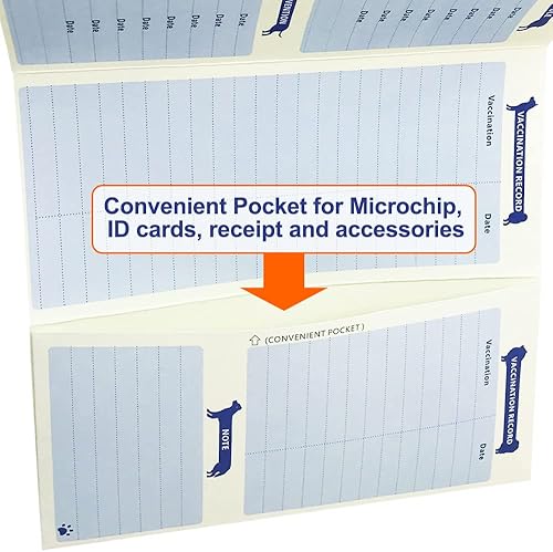 Miniatura 5 de Anzon Mories Tarjetas de registro de vacunación para perros 24 paquetes con bolsillo de almacenamiento para microchips accesorios grandes 8 x 105