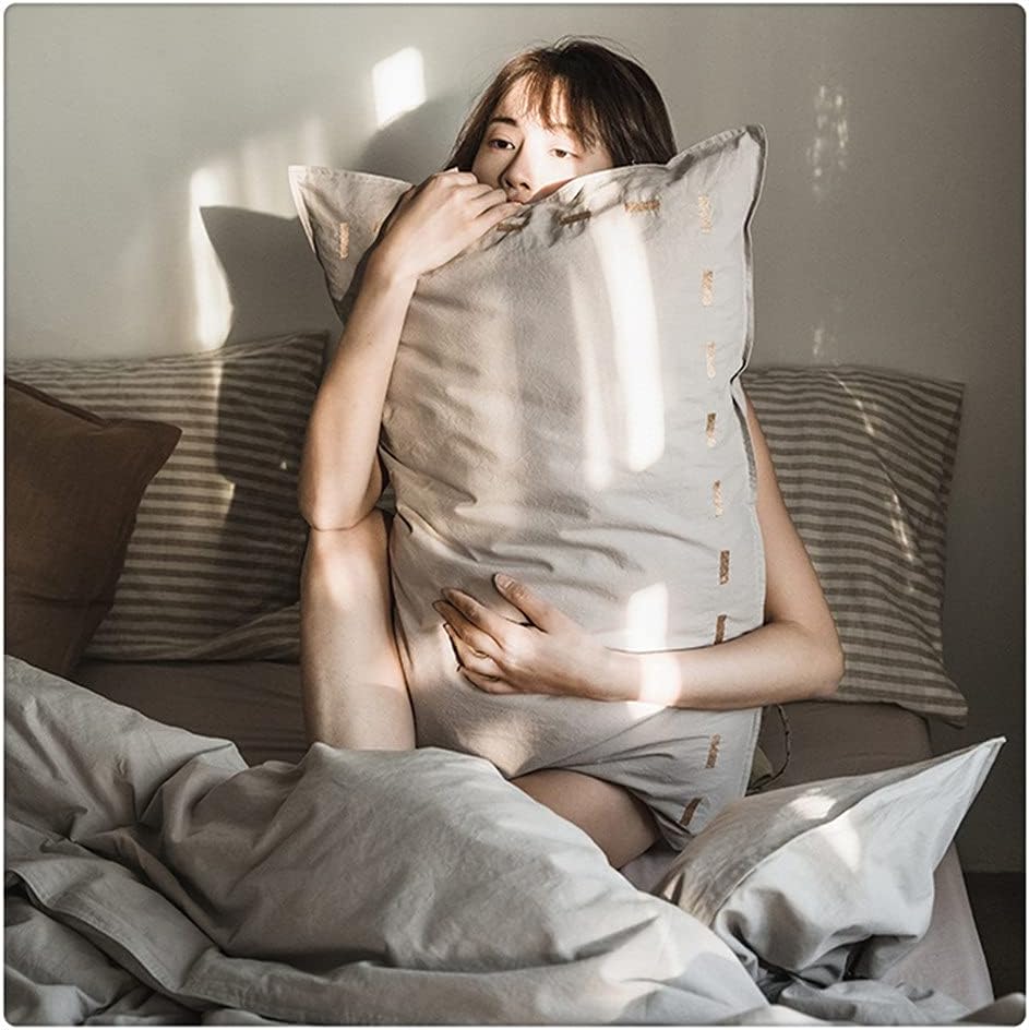 Nordic Solid Color Cotton Pillowcases Simple Bed Pillow Covers Home Decorative Sleep Pillow Case(Style H)