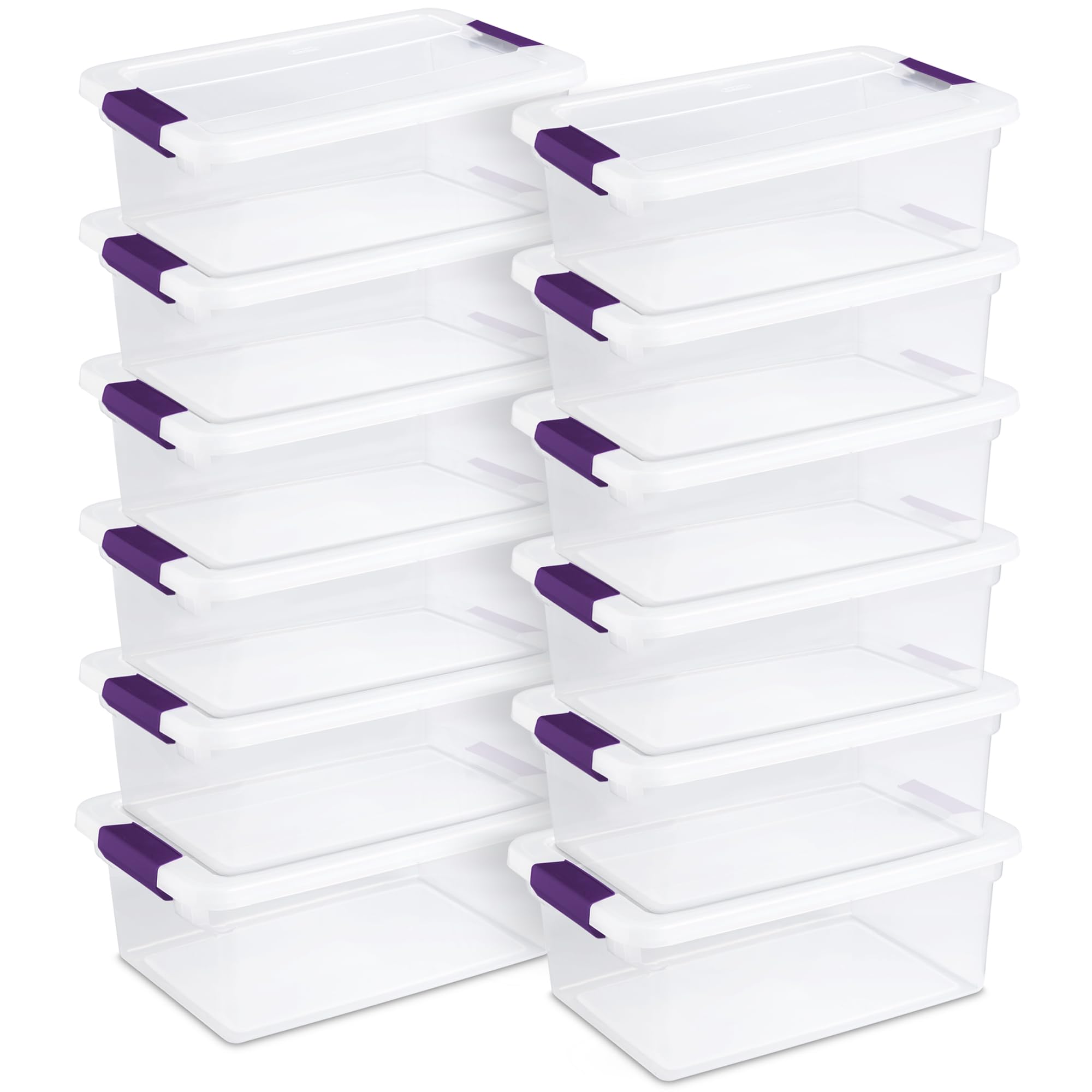 Sterilite 12-Pack 15 Quart ClearView Latch Box, Stackable Organizer Bins with Latching Lids - Clear Plastic Organization Containers for Closet, Bedroom, Shelving Units and Everyday Home Storage