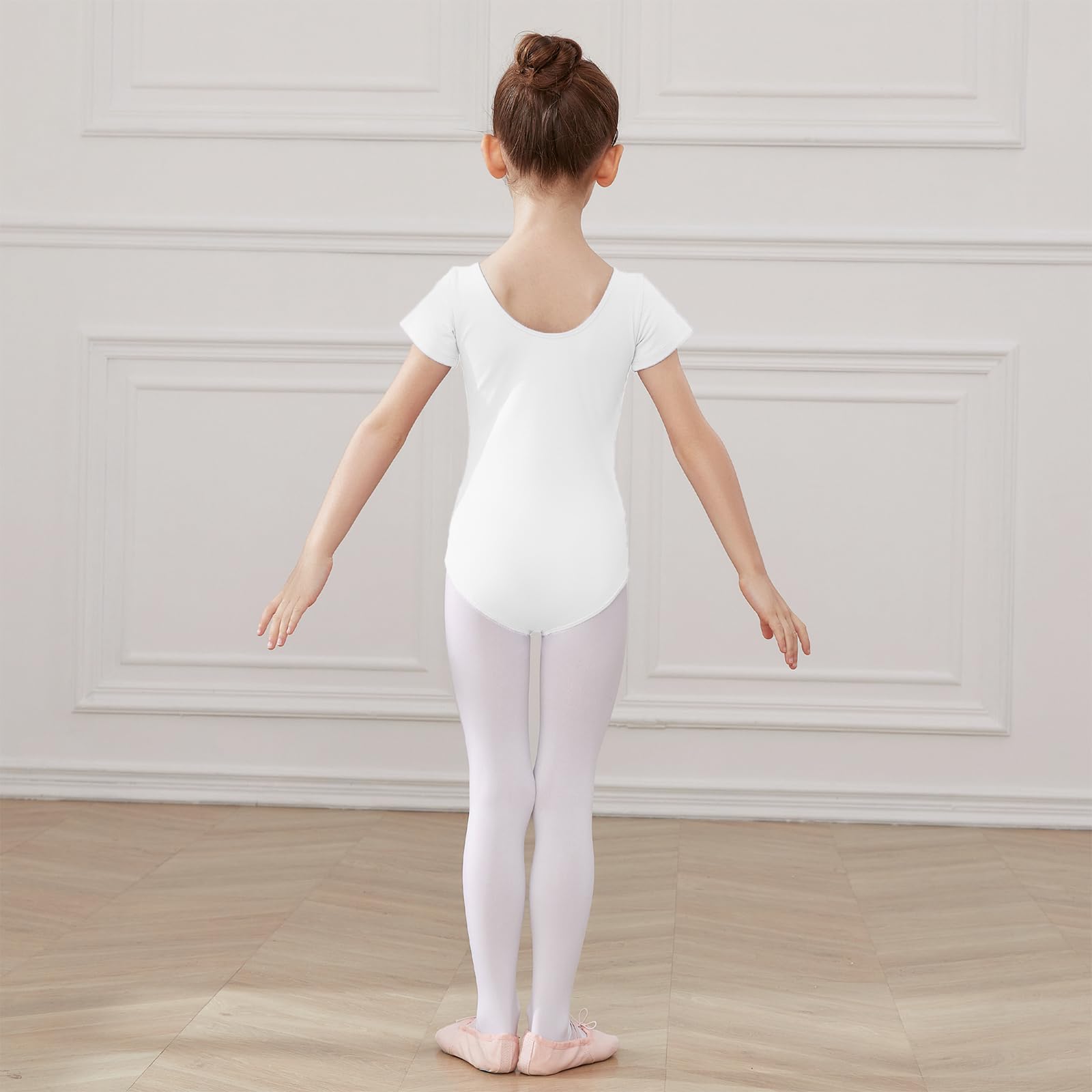 HIPPOSEUS Maillot de Ballet Danza para Niña Mangas Corta Ballet Body Leotardos Danza Clásico Gimnasia Ritmica, AM0019DX