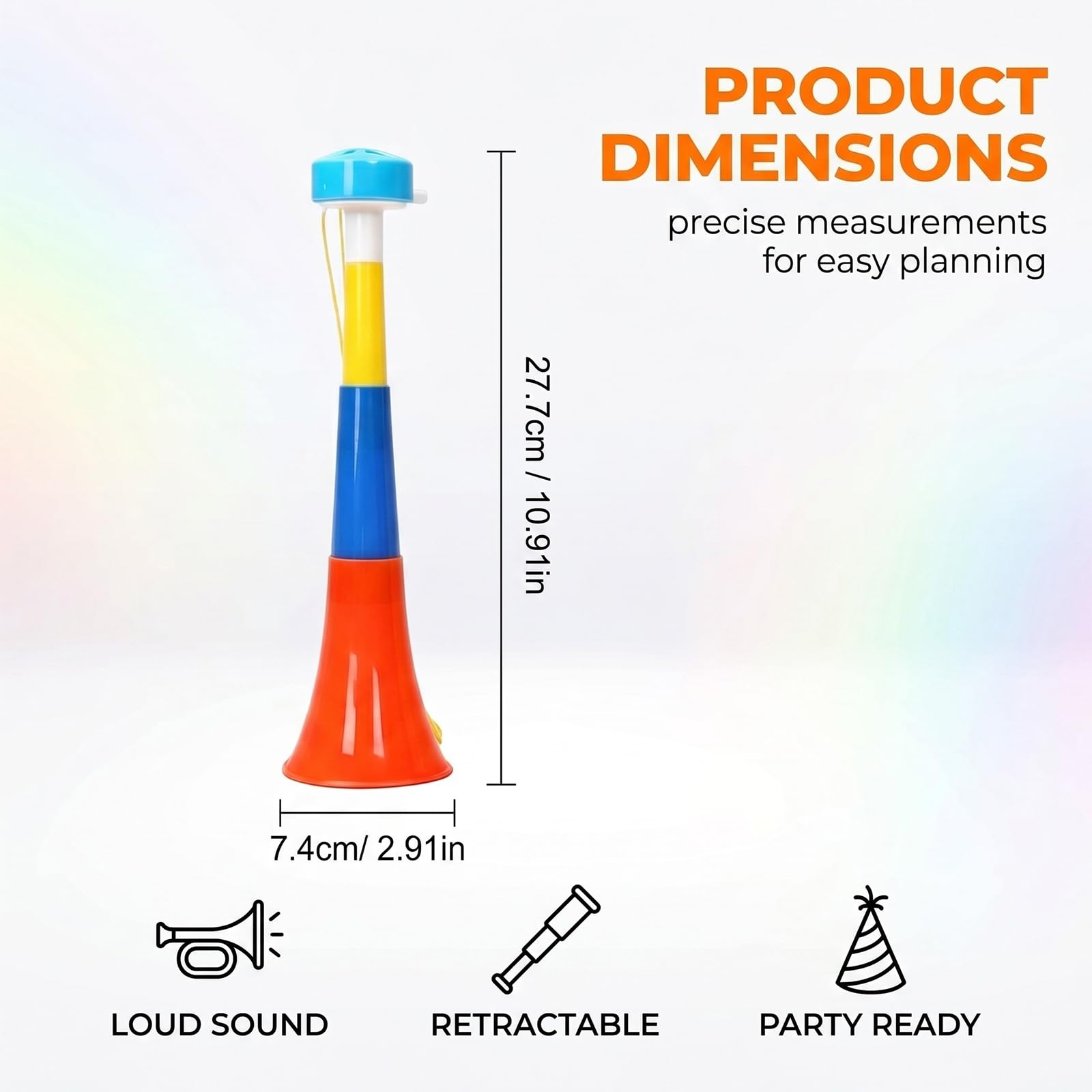 Lot De 4 Vuvuzelas Télescopiques Pour Supporter – Plastique Résistant, Son Puissant, Idéal Stade Et Fête
