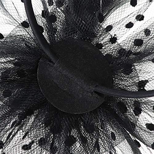 Image of DRESHOW Fascinators Hat Flower Mesh Ribbons Feathers on a Headband and a Clip Tea Party Headwear for Girls and Women