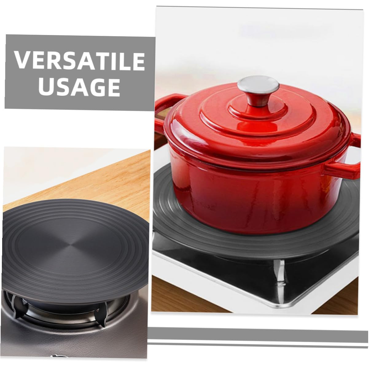 Difusor de Calor para Estufa de Gas, Placa Protectora Negra de 24 Cm de Aluminio, Accesorio para Cocina Que Evita Quemaduras y Ennegrecimiento en Utensilios, Adecuado para Cocción