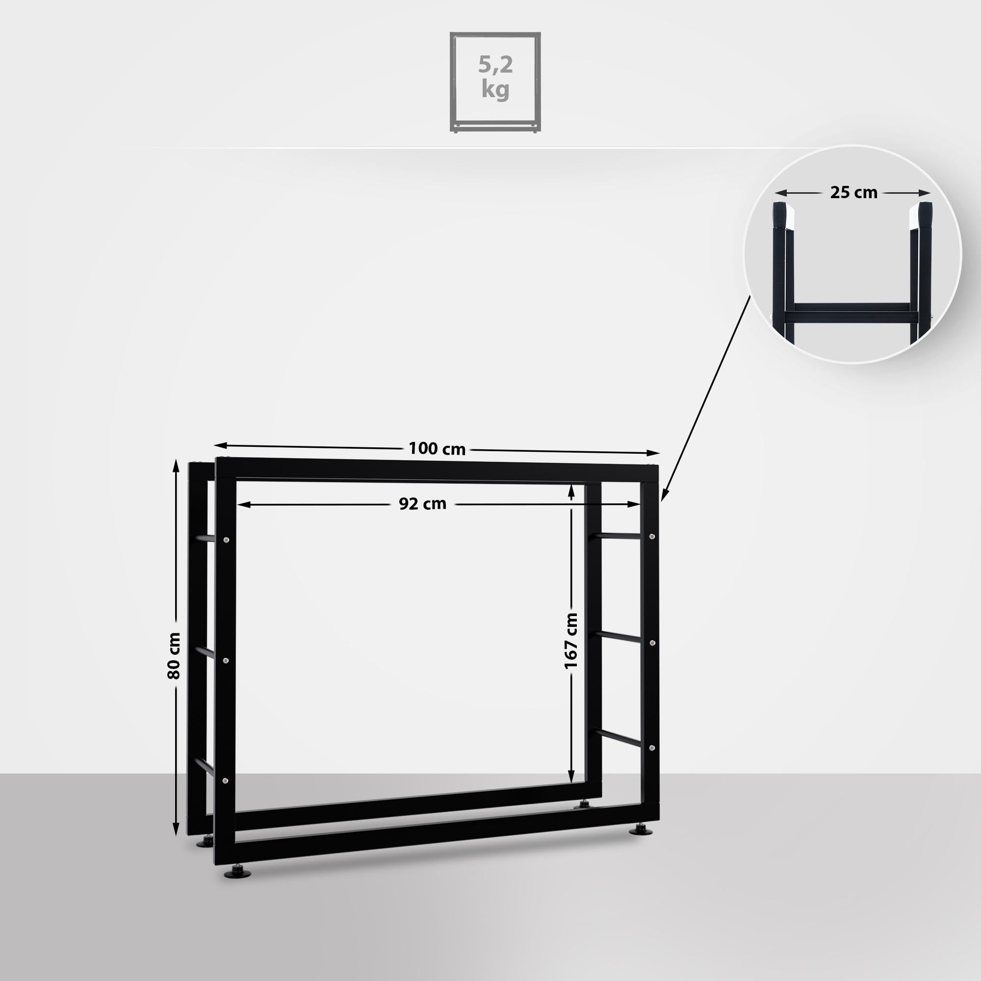 Portalegna Keri V2 In Metallo - Scaffale Per Legna 25x80x125 Cm, Seconda Scelta - Foto 9