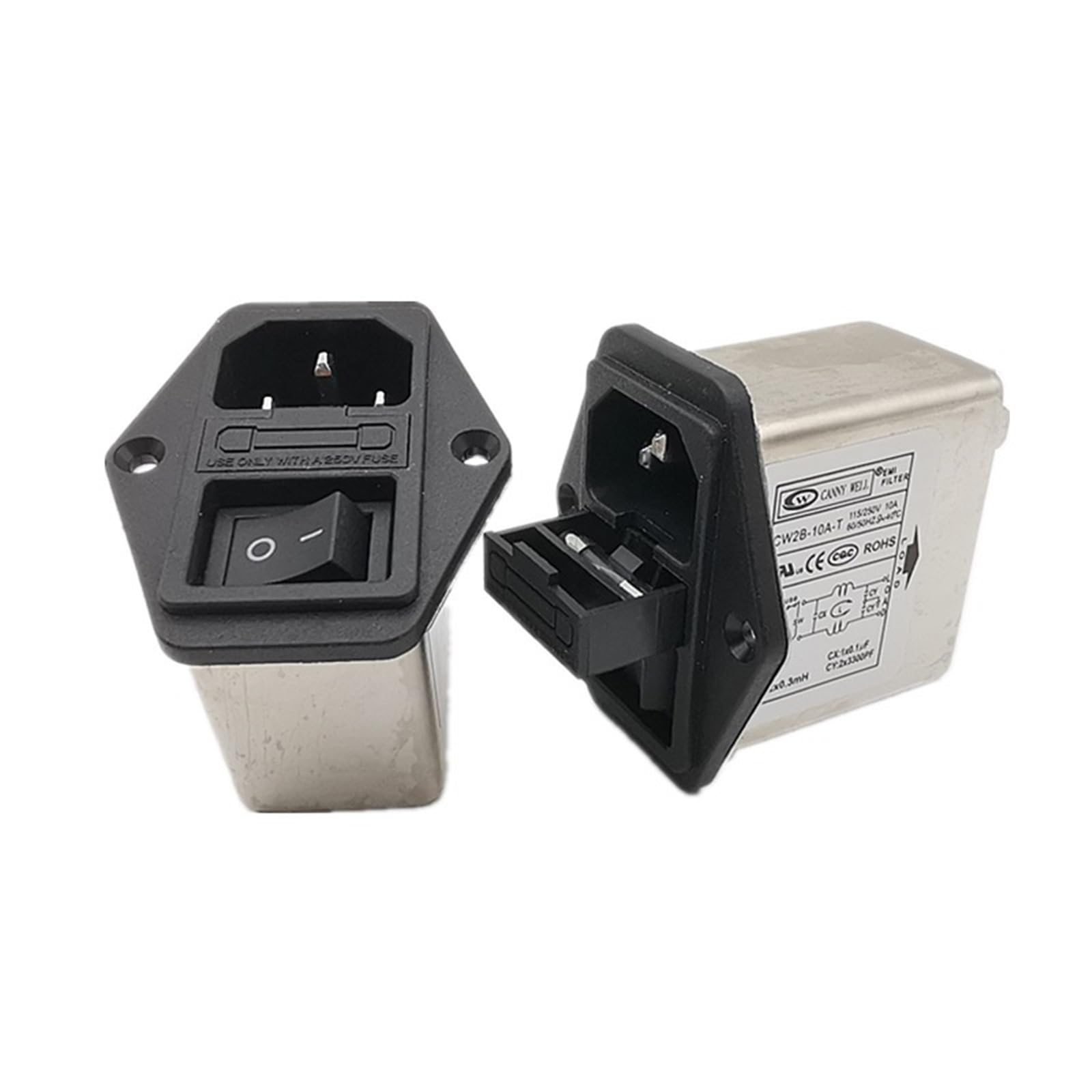 Filtro tres en uno CW2B-10A-T de 10A 6A con interruptor y portafusibles