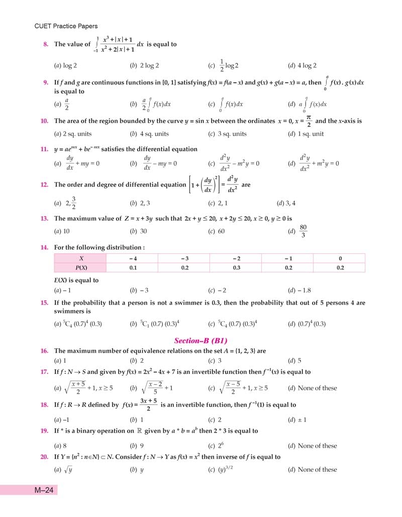 NTA CUET (UG) Mathematics | 10 Sample Papers (Solved) | 5 Mock Test Papers | CUET Section II | Including Solved Previous Year Question Papers (2022-23) | For Entrance Exam Preparation Book 2024 3