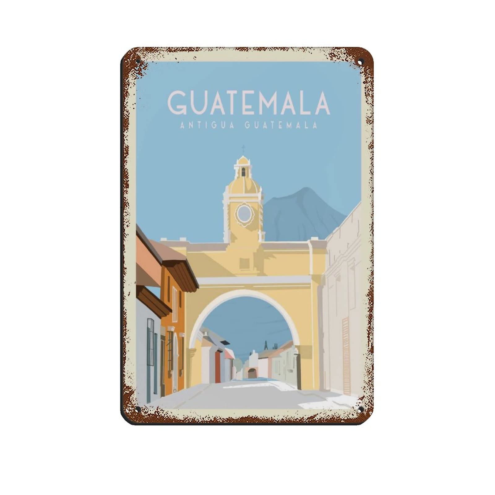 Kziwq T352 Guatemala Vintage Travel Poster Retro Poster Metal Tin Sign Retro Iron Painting For Bar Man Cave Cafe Family Garage Poster Wall Decoration 15X30cm