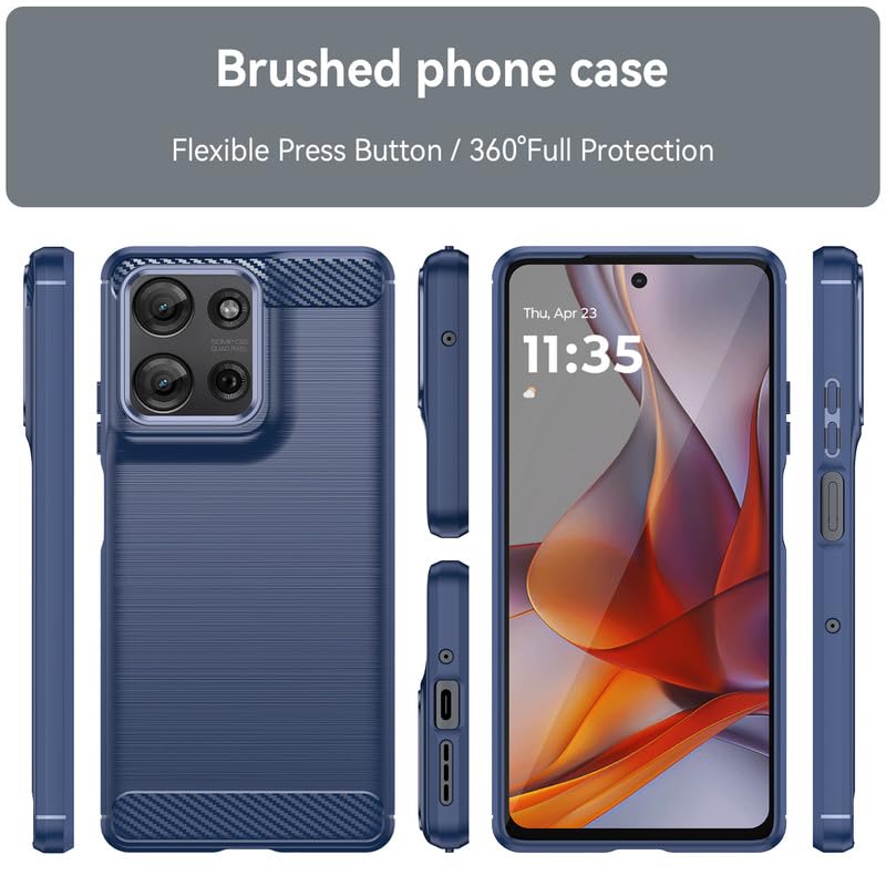 Image of Hybrid Carbon Fiber Back Case for Motorola Moto G75 5G (Blue)