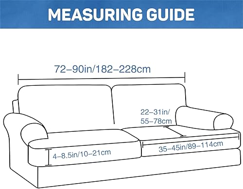 Miniatura 3 de Funda de sofá con cojín en forma de T, funda elástica para sofá de 3 piezas, protector de muebles extraíble con 2 fundas de asiento individuales en