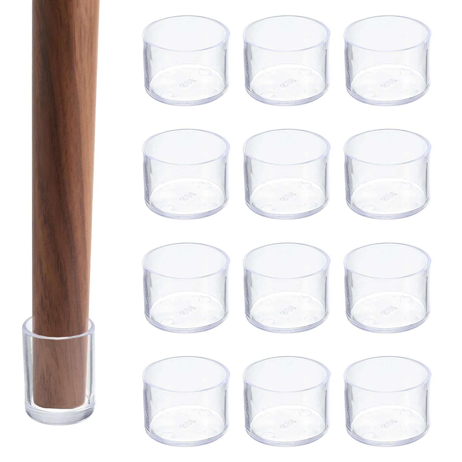 sourcing map 12 Pcs Transparent Chair Leg Floor Protectors, 1 1/2 Inch Round PVC Chair Leg Caps for Hardwood Floors, Non-Slip Reduce Noise Table Furniture Cover