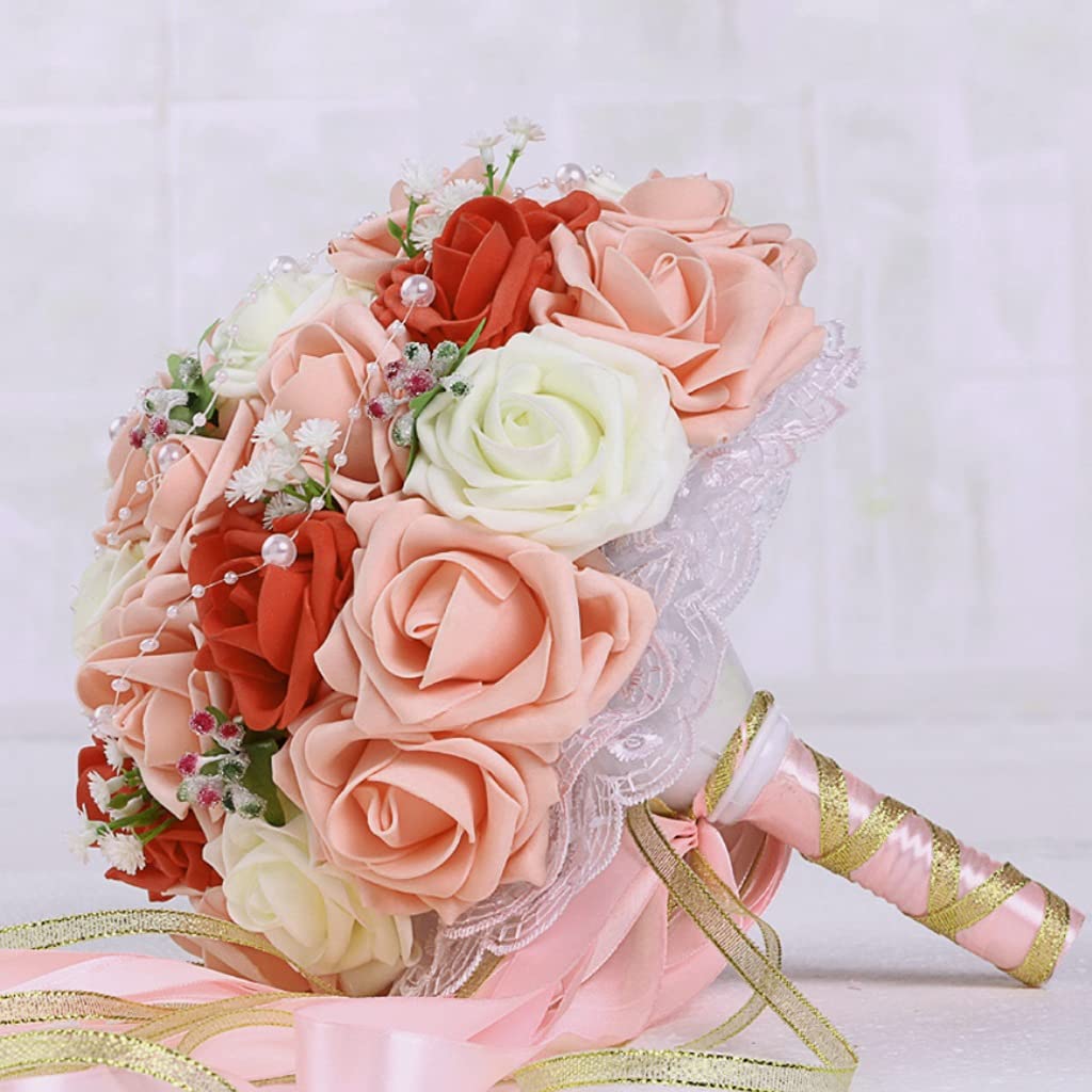 Bouquet de mariage haut de gamme avec roses de simulation pour mariée élégante