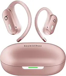 Basike Fone de Ouvido Bluetooth 5.4 TWS Open-Ear Esportivo, Som Hi-Fi Estéreo, ANC Cancelamento de Ruído & Modo Transparência, ENC, IPX6 para Corrida e Exercícios ao Ar Livre – Ouro Rosa