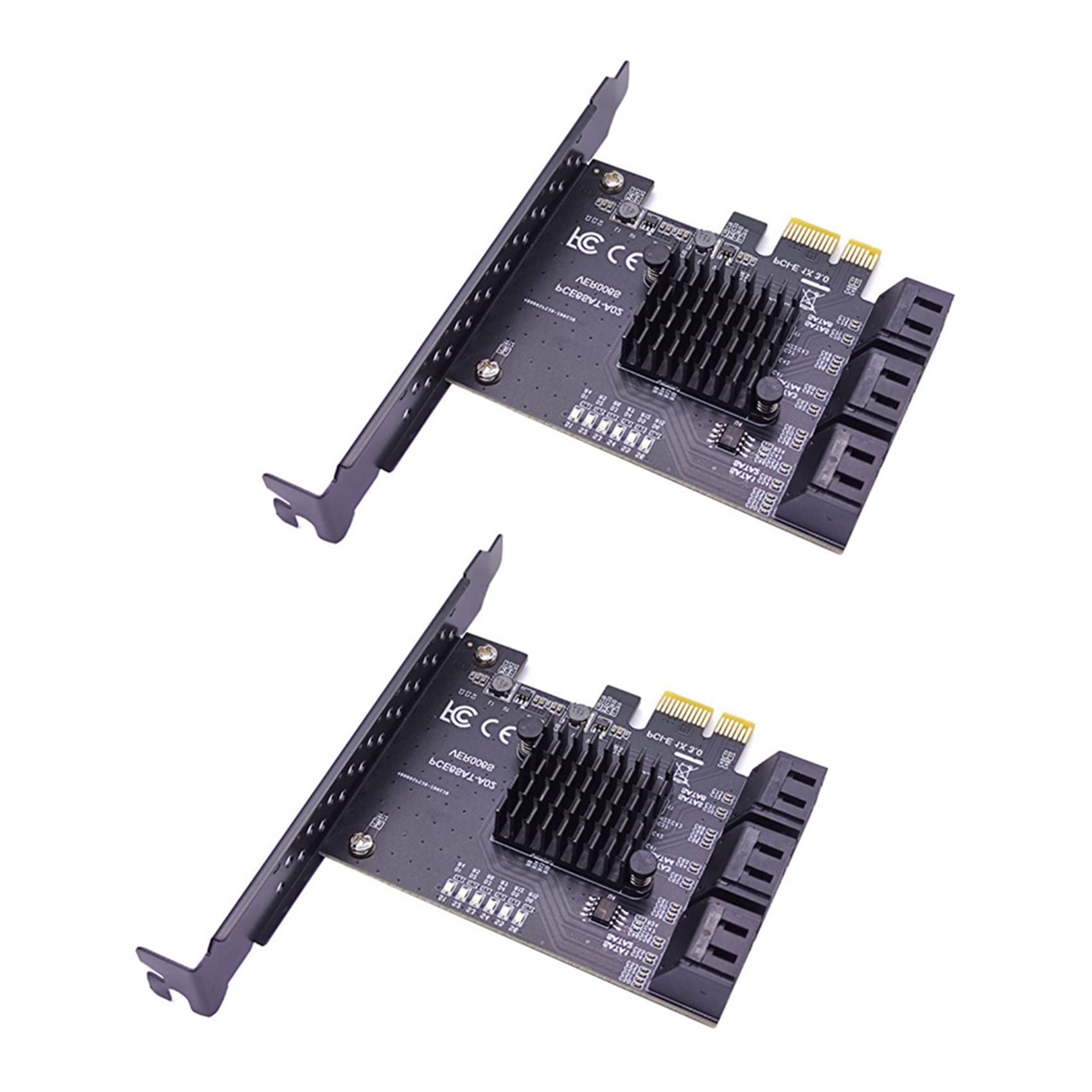 2X Carte Contrôleur 6 Gbps SATA 3.0 vers PCI-E 1X Carte D'Extension PCIe SATAIII 6 Ports Convertisseur D'Adaptateur