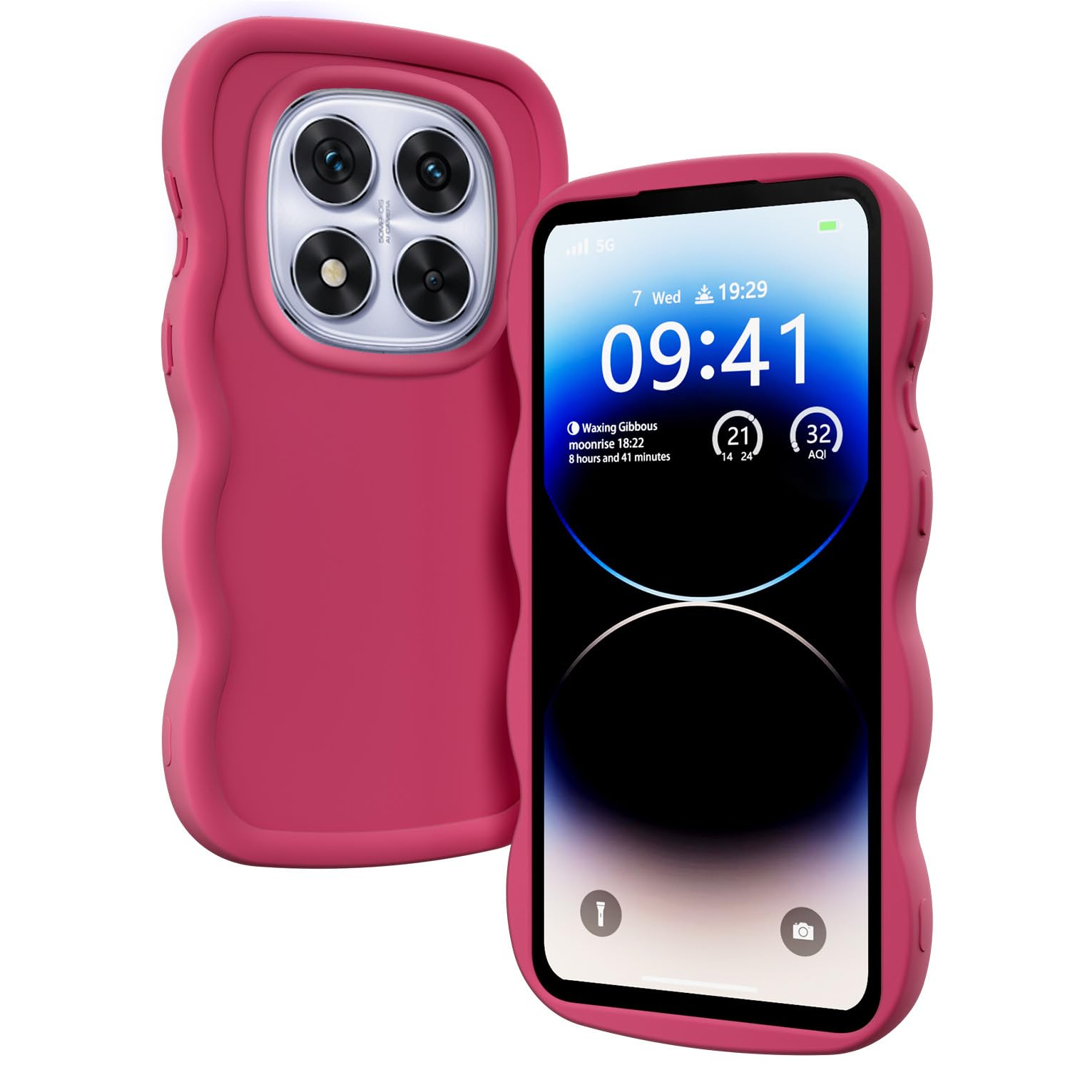 XINYEXIN Silicone Cover per Xiaomi Redmi Note 14 5G, Custodia Cellulare Onda Cornice Forma Riccia Carina, Antiurto Ondulata Bumper Case - Bianco