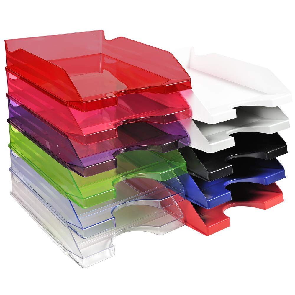 Exacompta - 12306D - juego de 10 bandejas carpetas de fundas ECOTRAY - dimensiones 34,5x25,5x6,5 cm - para documentos en formato A4+ - color gris - certificado Blue Angel