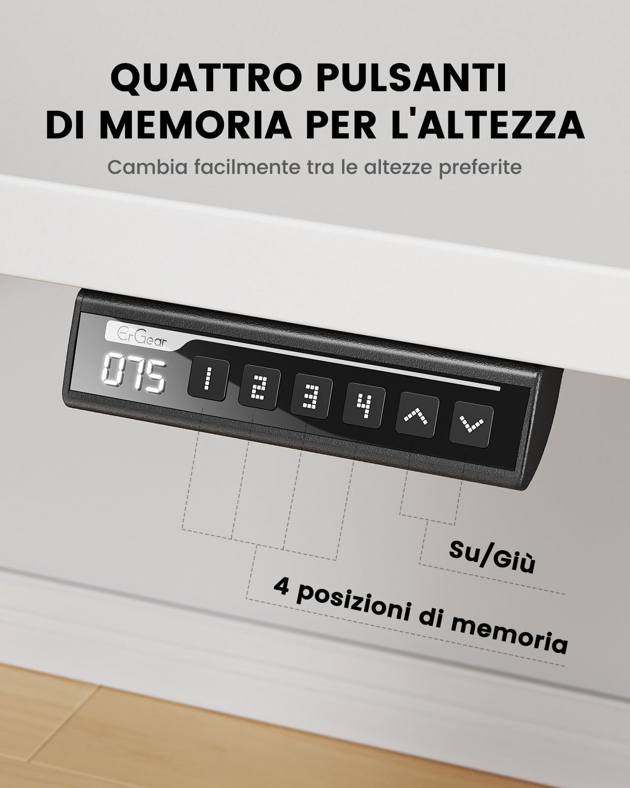 ErGear Scrivania elettrica regolabile in altezza, 120 x 80 cm, portata 100 kg, con motore senza spazzole avanzato, funzione silenziosa, robusto telaio in metallo