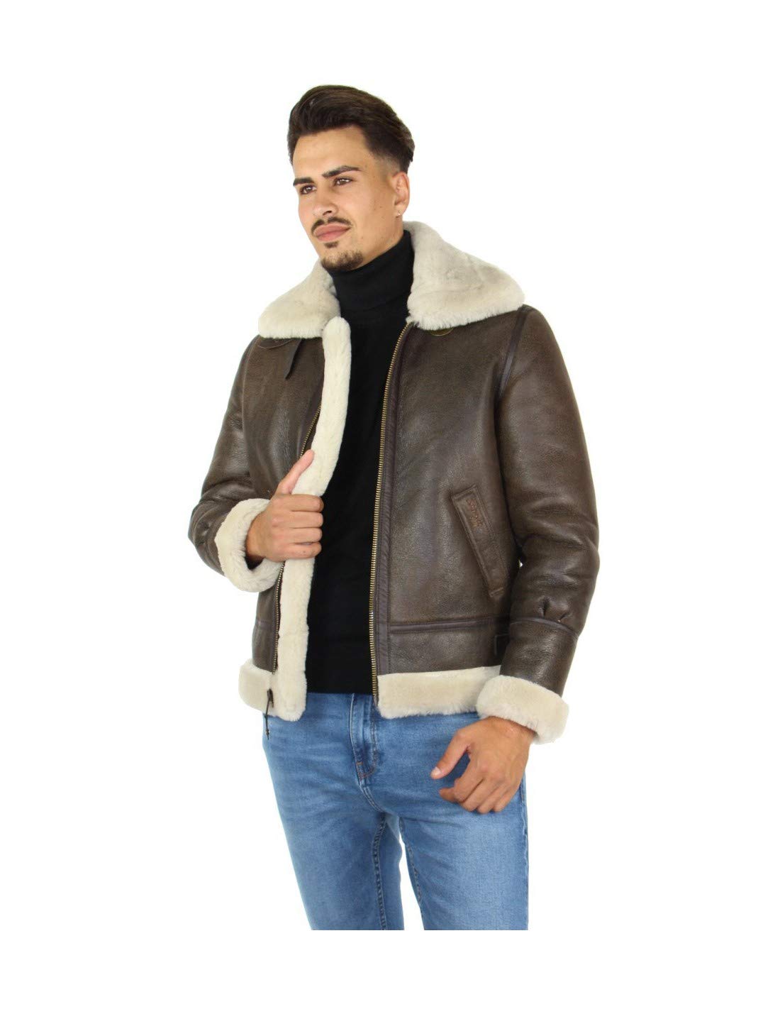 Schott Bombardier Schott en Mouton retourné ref_jaj25766 Café