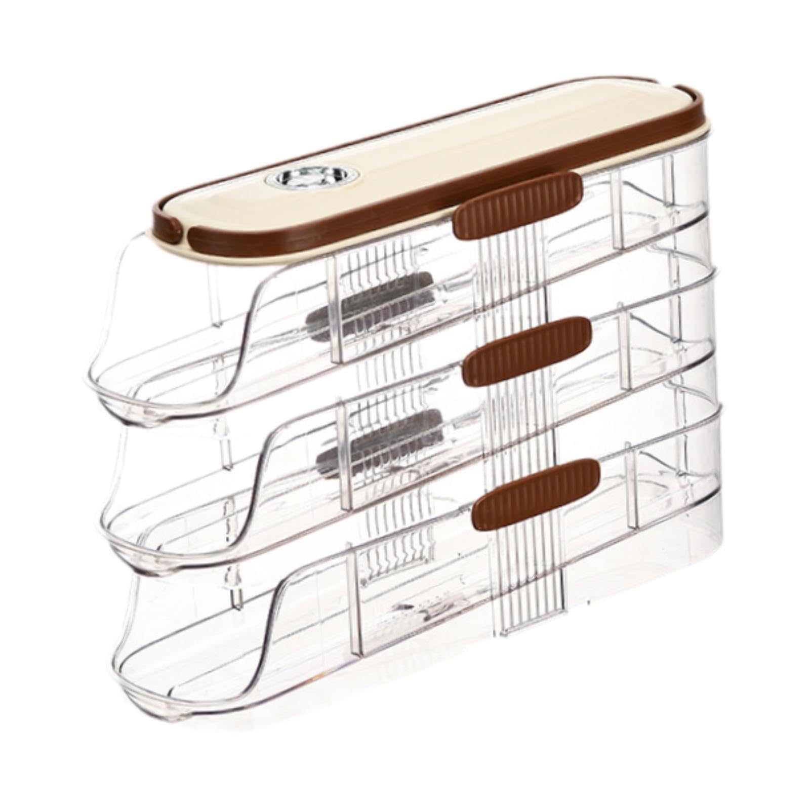Soporte para Huevos para Nevera, Organizador de Huevos con Rodillo Automático, Estante para Huevos, Contenedor de Almacenamiento de Huevos de Gran Cap, 3 Niveles