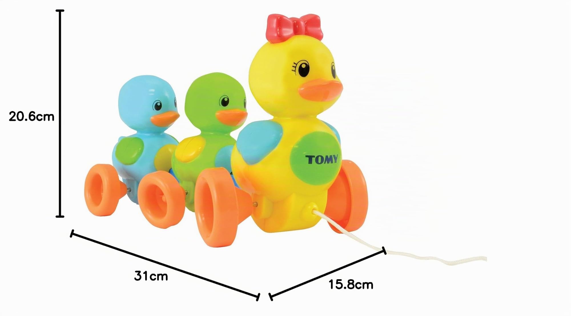 Tomy Quack Along Ducks - Push & Pull Toys (Blue, Green, Orange, Yellow, Plastic, Orange)