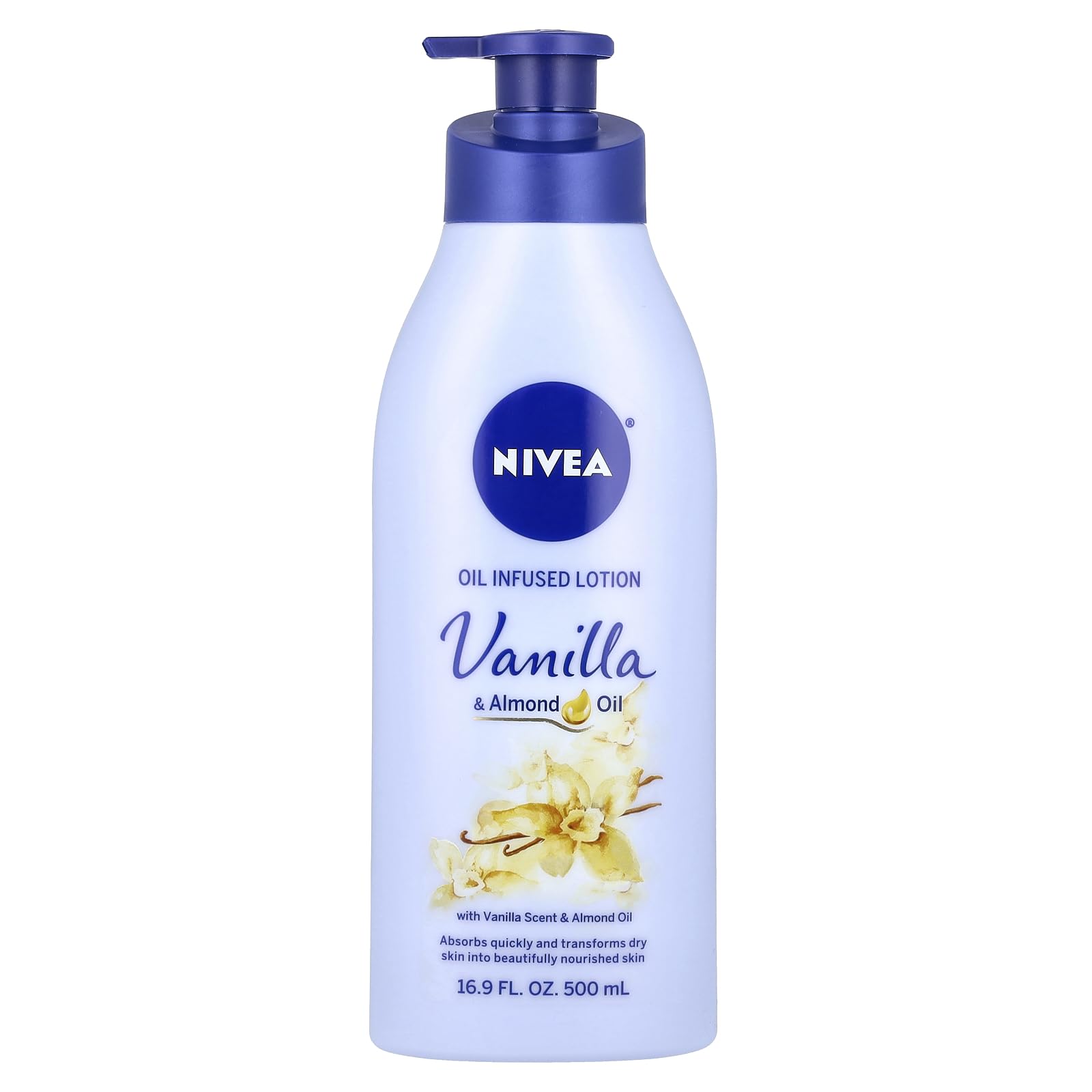NIVEA Lotion Oil-Infused Vanilla/Almond Oil 16.9 Ounce Pump (500ml) (6 Pack)