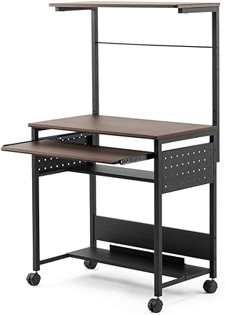 Amazon サンワダイレクト パソコンデスク 幅75cm 木目調 収納棚 キーボードスライダー キャスター付 モニターアーム取付対応 100 Deskh035m パソコンデスク 文房具 オフィス用品