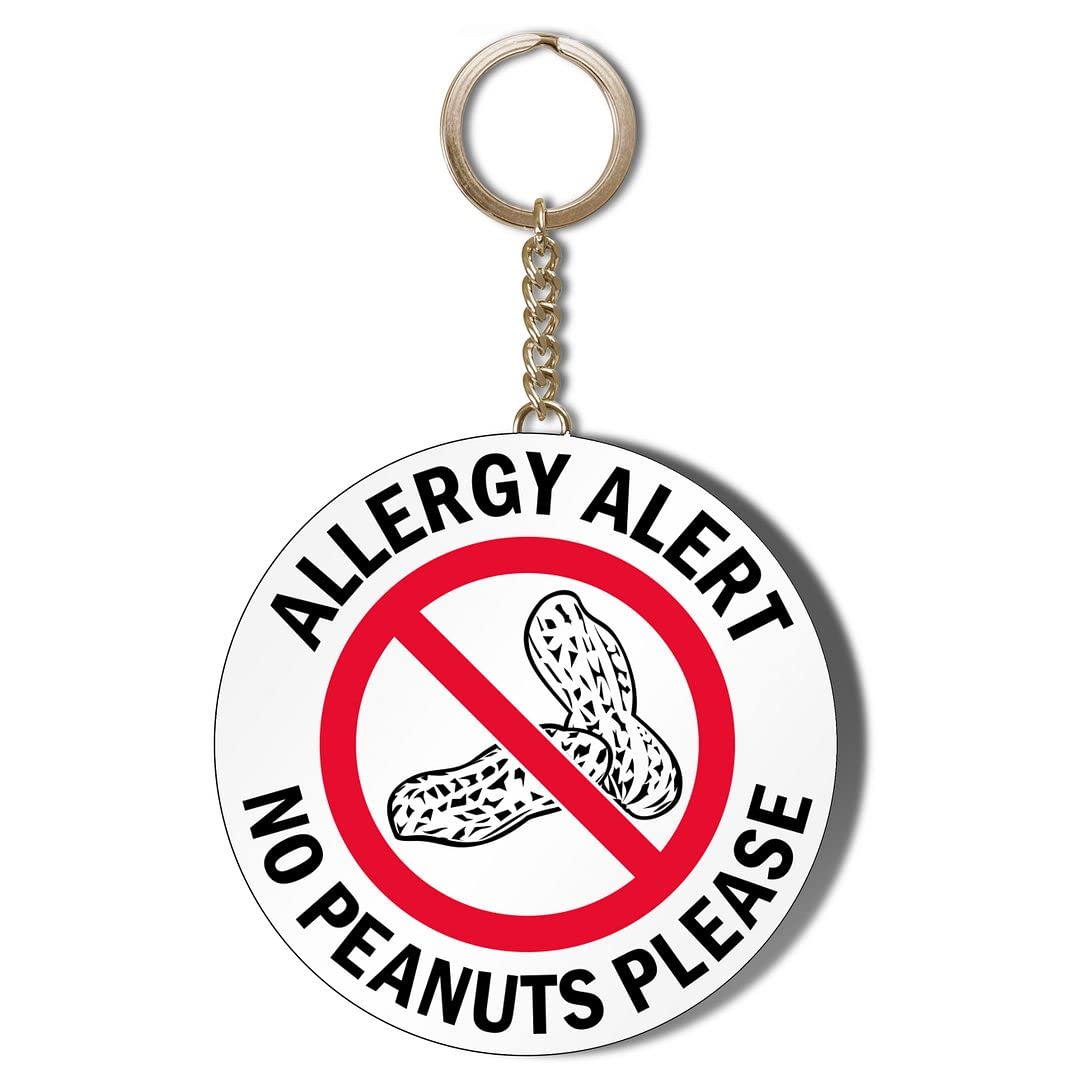 Gift InsanityALLERGY ALERT PEANUTS WHITE 58mm LONG CHAIN KEYRING