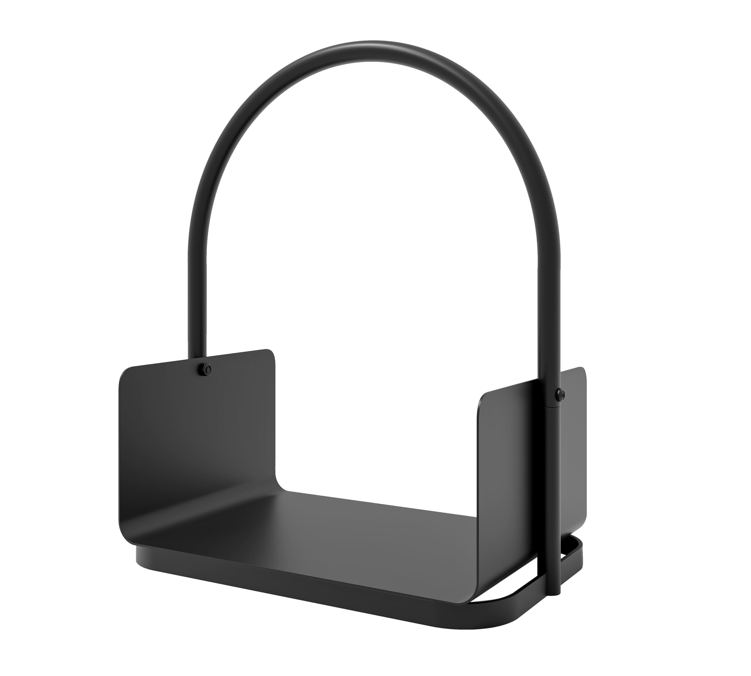 Kingson Panier à bois de cheminée – Porte-bûches en acier à revêtement poudré noir avec poignée et bord surélevé – 42 x 28 x 42 cm – Étagère de rangement de bois pour cheminée intérieure et extérieure