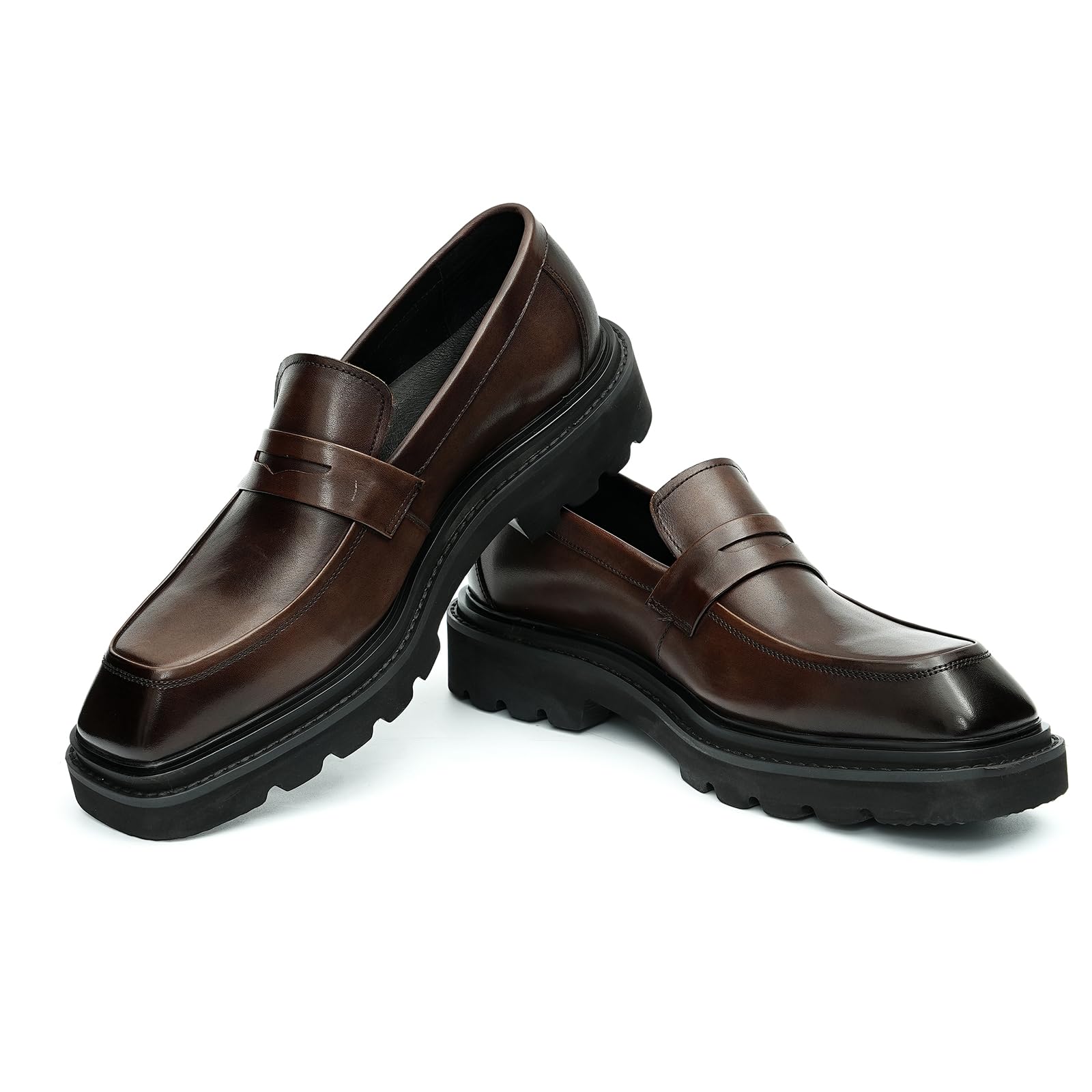 Mocassini Comodi con Suola Spessa da Uomo Scarpe Formali in Pelle Slip On Affari