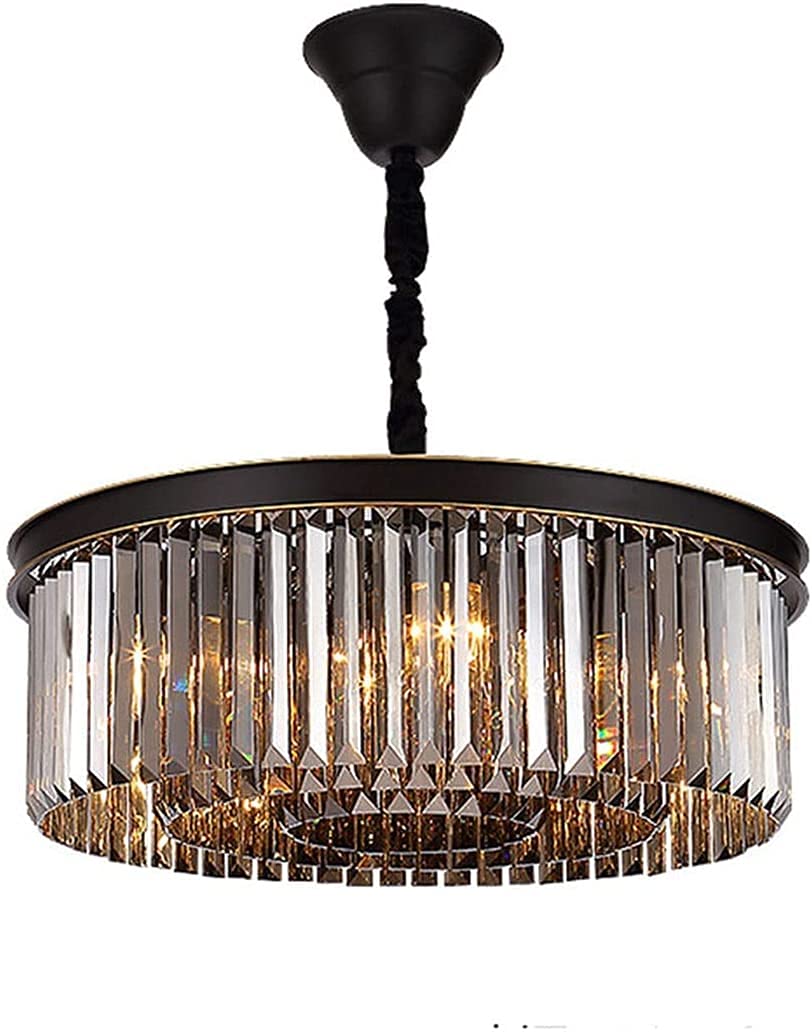 LYMSXAZOU Modern Vintage Crystal Chandelier Gray Ceiling Light for Foyer & Dining Room 60cm Elegant Lighting Fixture Living Bedroom Decor