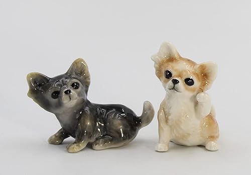 Miniatura 4 de Juego de salero y pimentero de cerámica de porcelana fina para perros Chihuahua, 3-12 pulgadas de largo