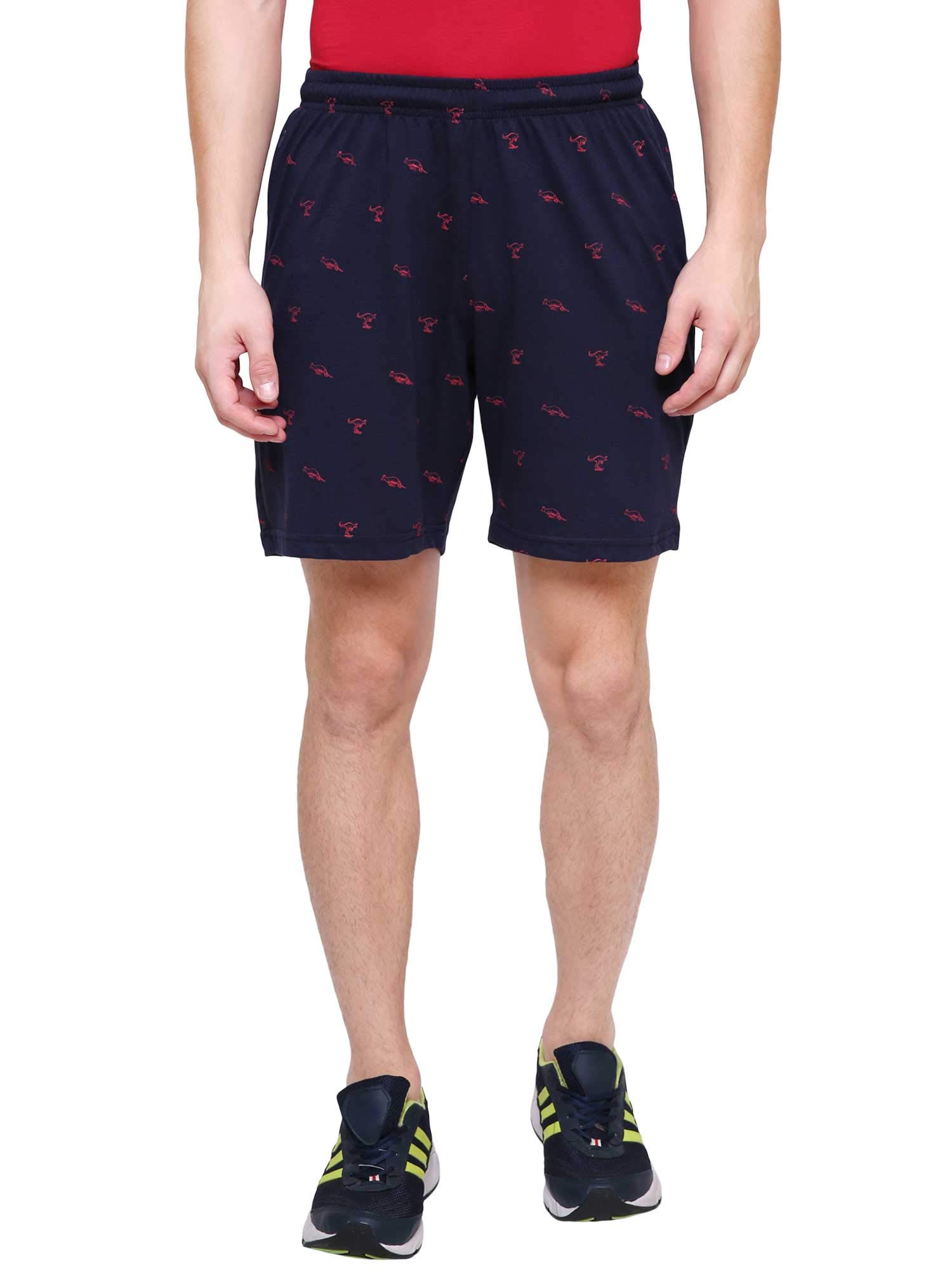 Men's Shorts Allover Print Navy with Back Pocket & One Side Zip-image-7