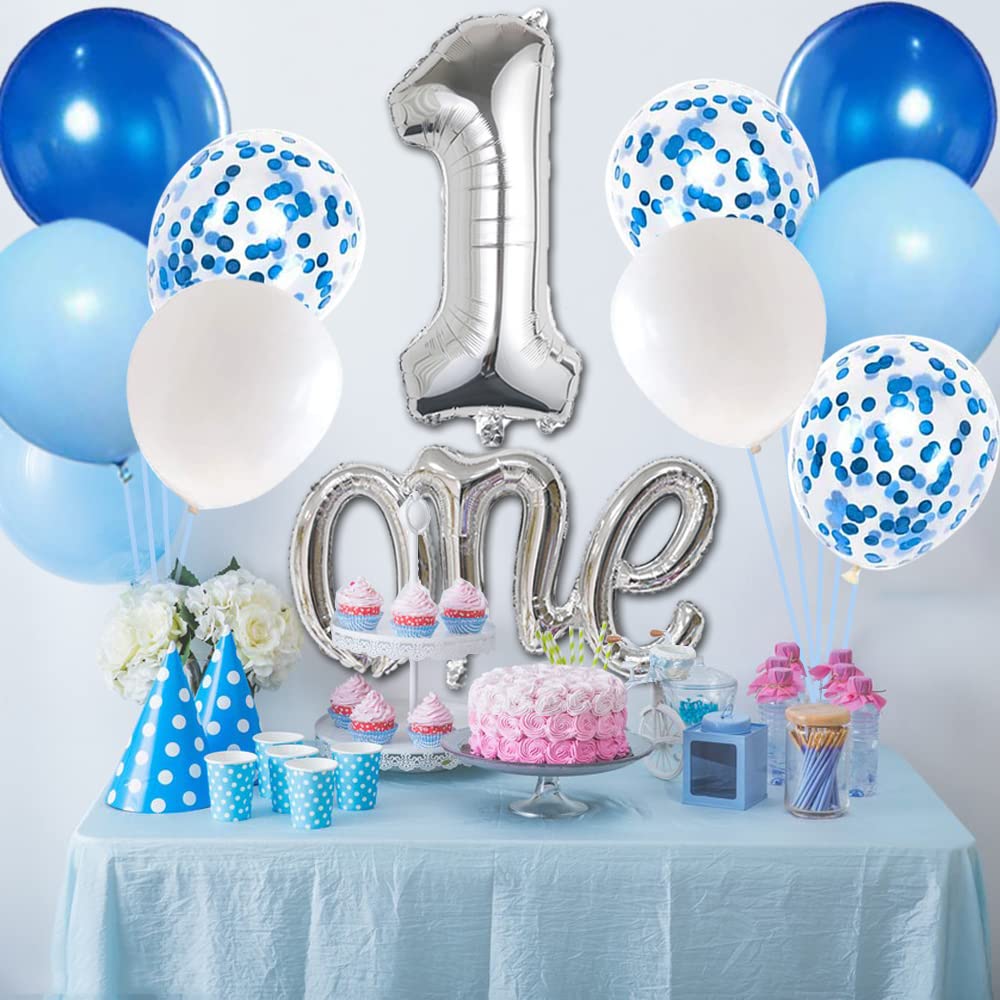Globo Flotante Plateado Número 1 - 40 Pulgadas, Ideal Primer Cumpleaños O Baby Shower