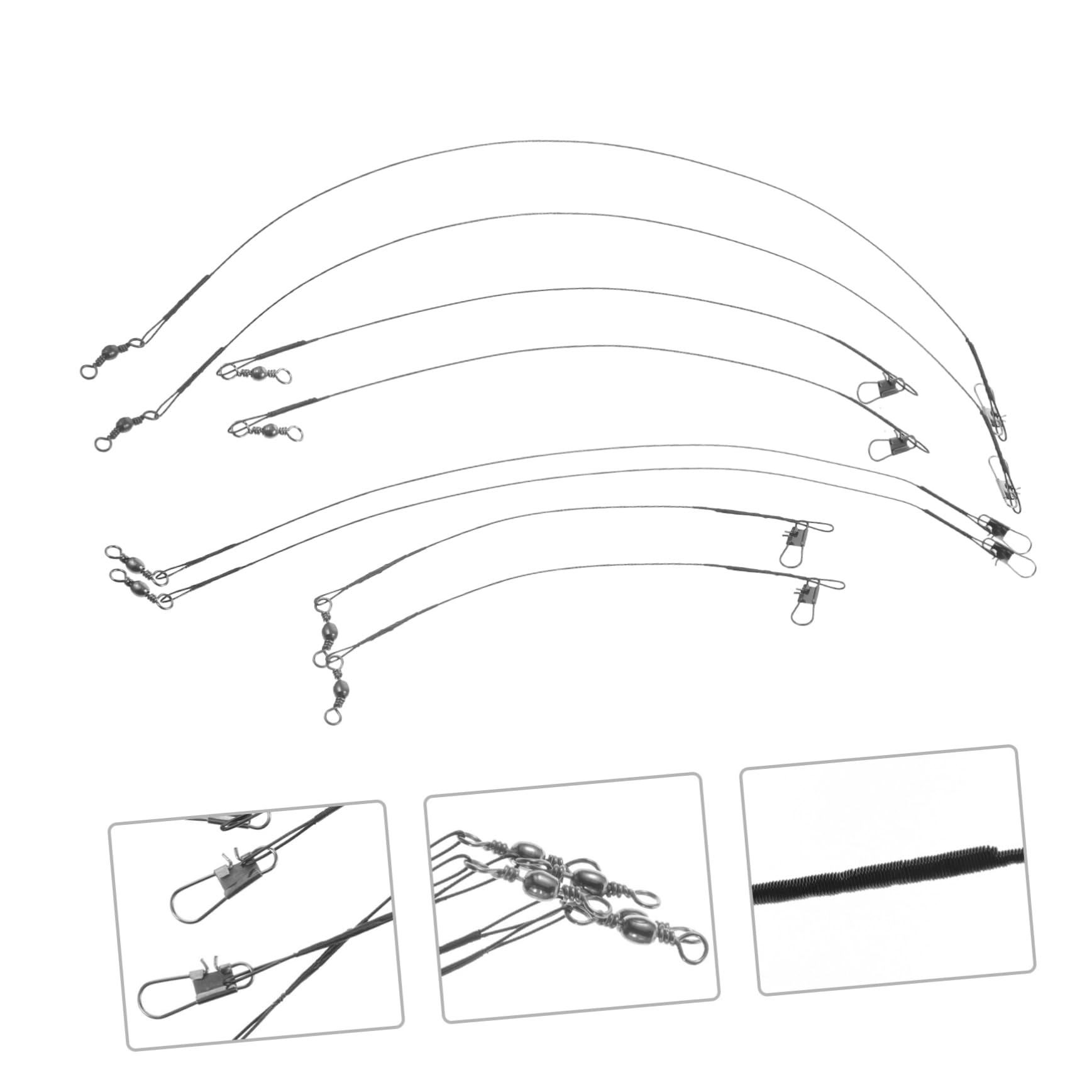 Gogogmee 100pcs Metal Fishing Wires Saltwater Fishing Leaders High-Strength Wire Leaders for Spinners Crankbaits Reusable Swivel-