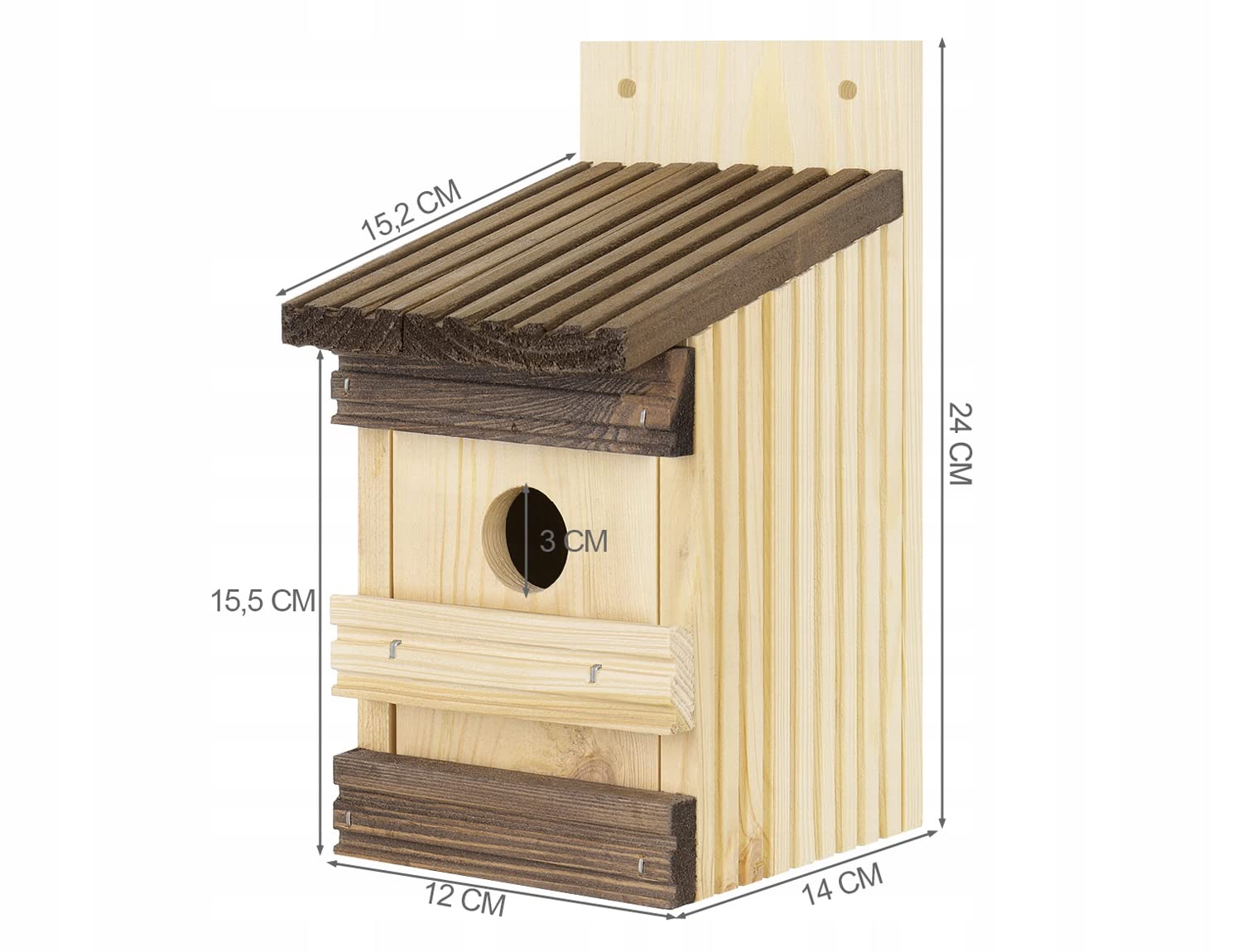 MAZUR 4X Vogelfutterhaus aus Holz Mix | Nistkasten | Vogelfutterspender | Vogelfutterstation | Vogelhaus | Vogelhäuschen | Wetterfest | Kleinvögel, Gartenvögel, Singvögel, Wildvögel