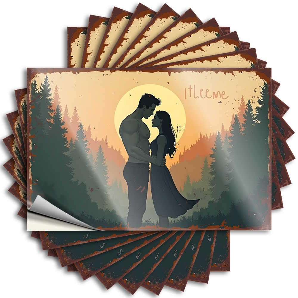 Beer Accessories Sticker - Bookish Military Bumper Romantic Sunset in The Forest: A Loving Couple's Journey(12X18CM)