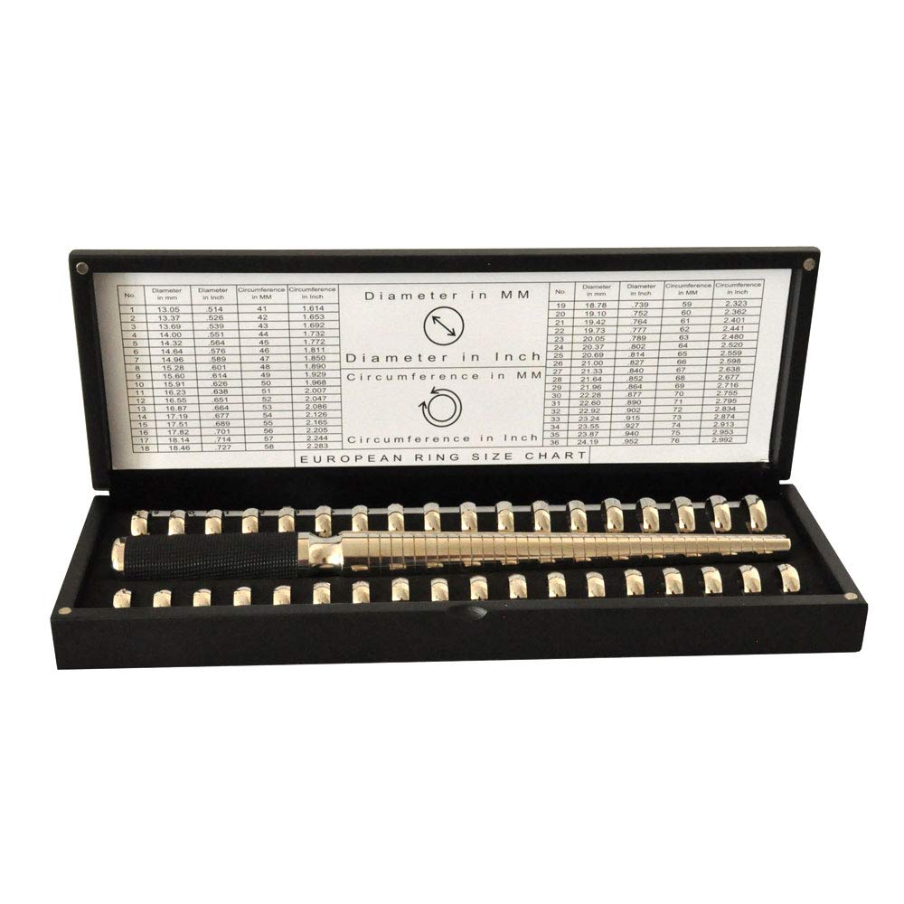Augusta Ringmaß Set mit 36 Ringen Ringgrößenmesser + Ringstock