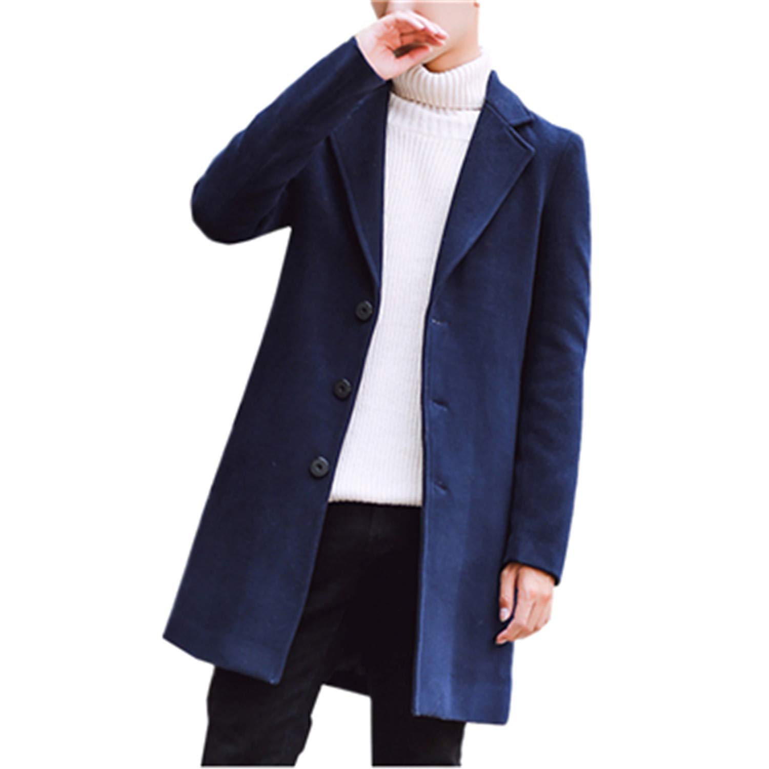 Artificial Wool & Blends Mans Long Jackets 9 Color Options Autumn Winter Coats Men Jacket Size S 5XL Navy Blue 4XL