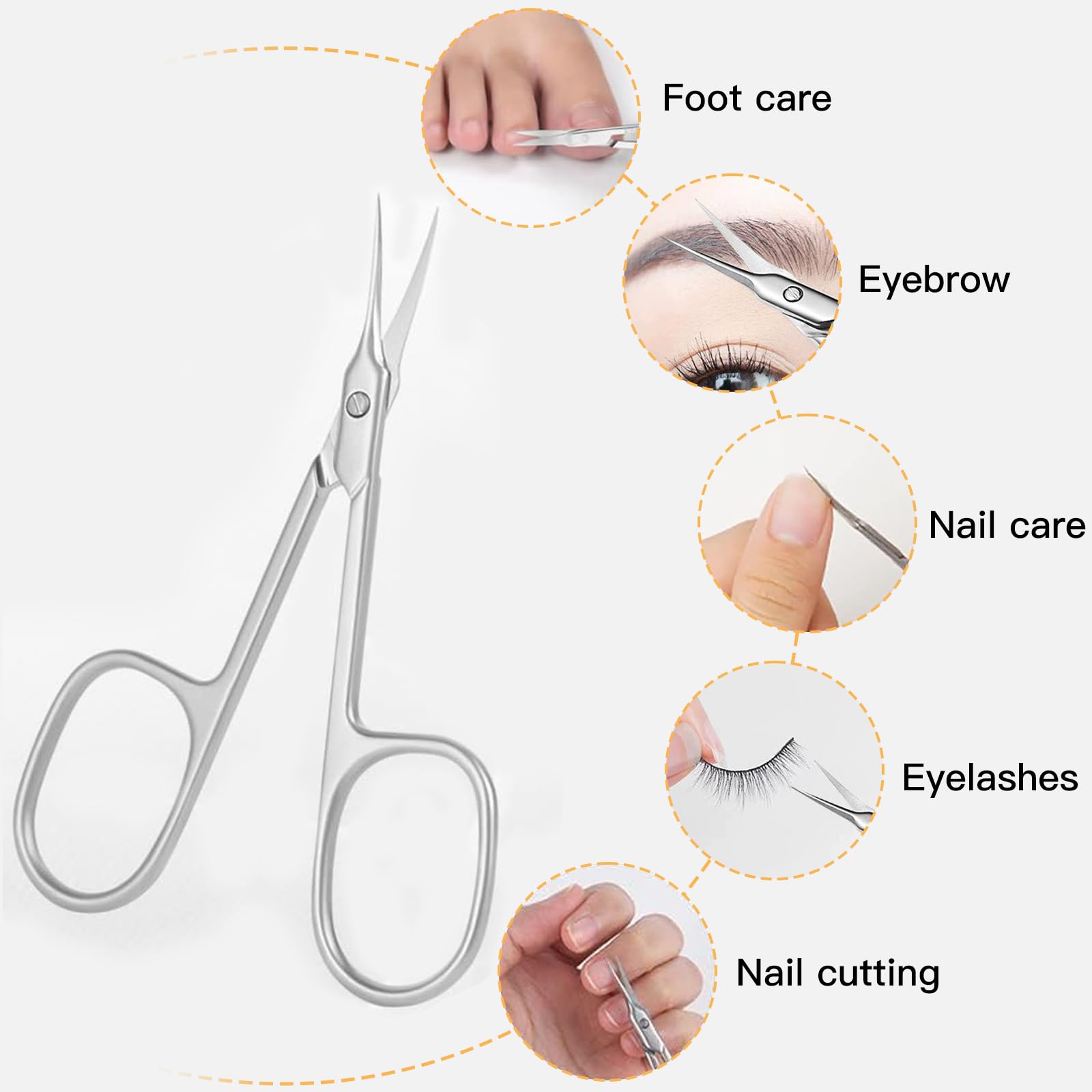 Tijeras Profesionales para Uñas, Tijeras para Manicura, Tijeras Curvas para Cutículas, Tijeras Belleza, para Recortar Cejas, Uñas, Vello Facial