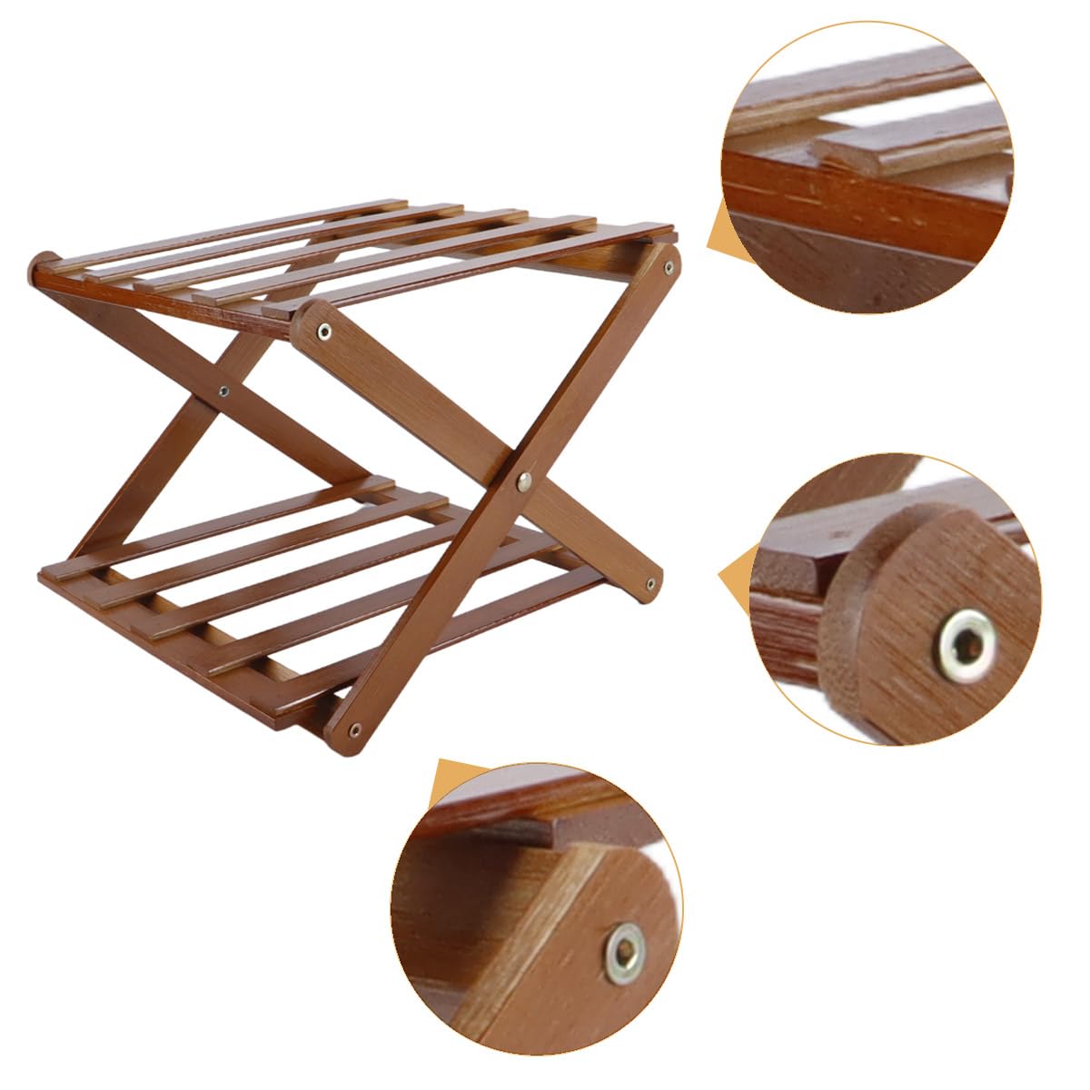 Vertikales kleines faltbares Schuhregal, hoch, schmal, schmal, Lagerschrank, Eckregal für Flur, Schlafzimmer, Flur, kleine Räume, Braun, 2 Ebenen