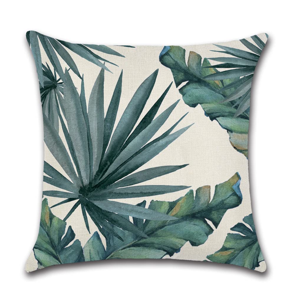 JOTOM Set Di 4 Federe Per Cuscini Decorativi 45x45 Cm Con Fantasia Tropicale - Impermeabili E Anti Macchia Per Esterno (Giardino, Patio, Balcone) E Interno (Divano, Letto)