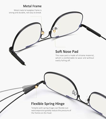 Miniatura 5 de BFOCO Progressive - Lentes de lectura multienfoque para mujeres y hombres, lentes de bloqueo de luz azul con lectores de bisagra de resorte (metal,