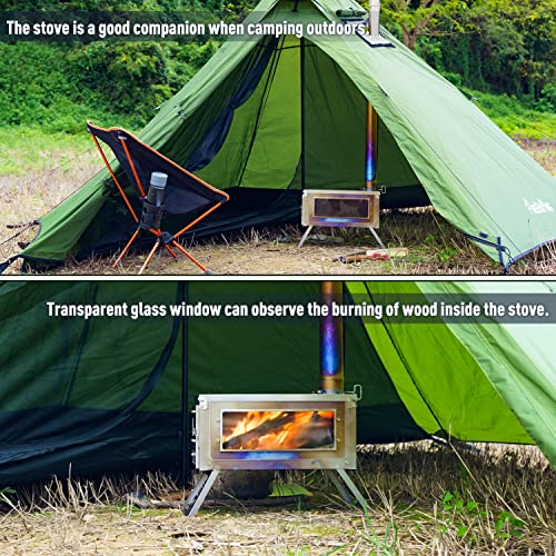 Carpa de camping 2.2m con estufa ligera de titanio miniatura 6