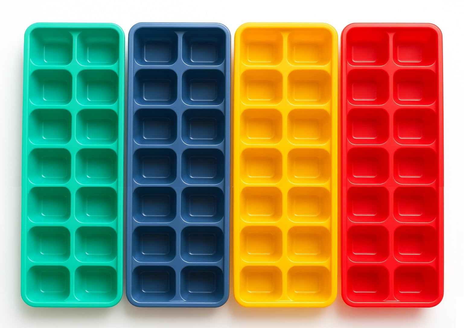 Pack of 4 Ice Tray Easy Release Multicolor Ice Cube Trays, Stackable Trays Saves Space in Freezer