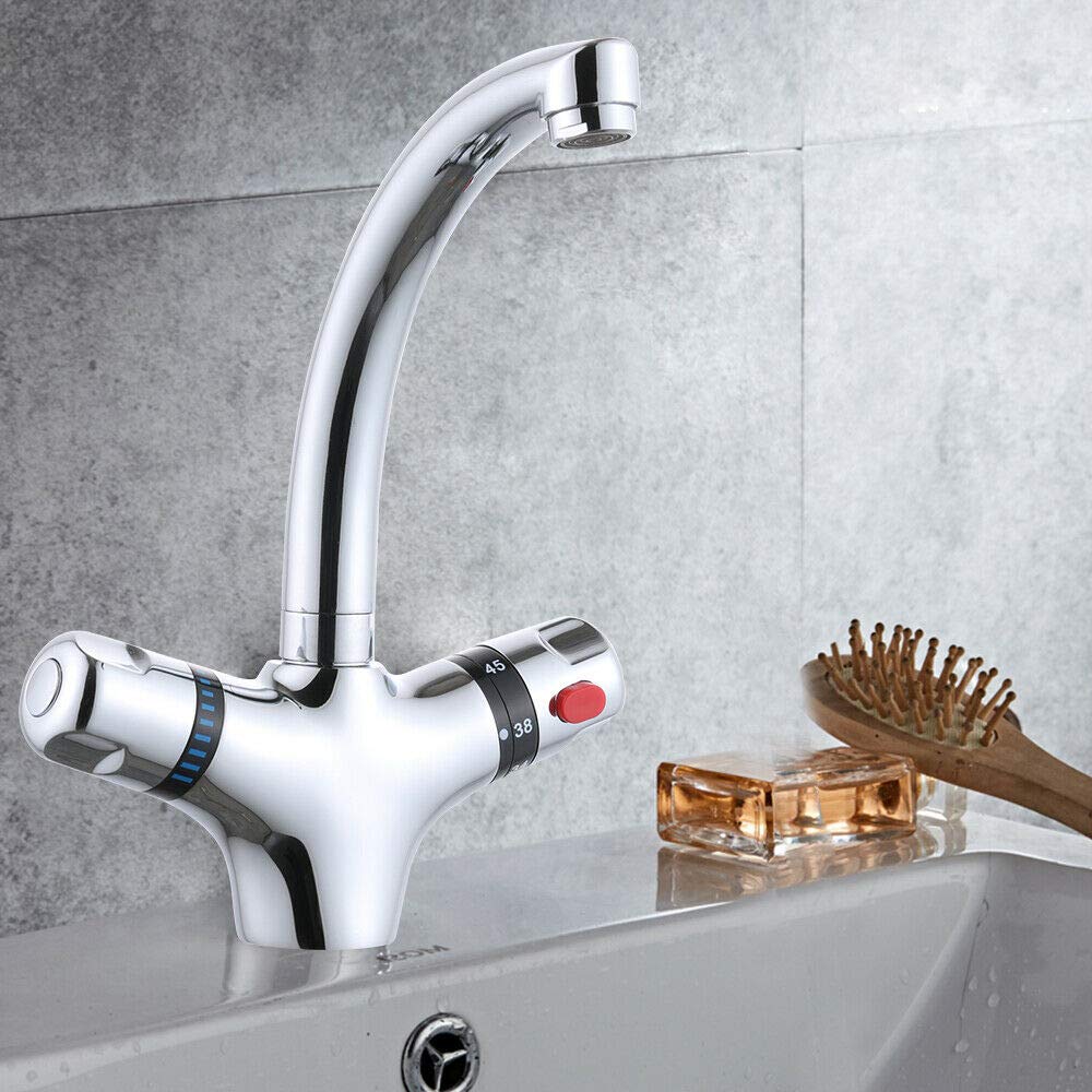 Grifo de baño termostato, grifo de latón para lavabo, grifo lavadero