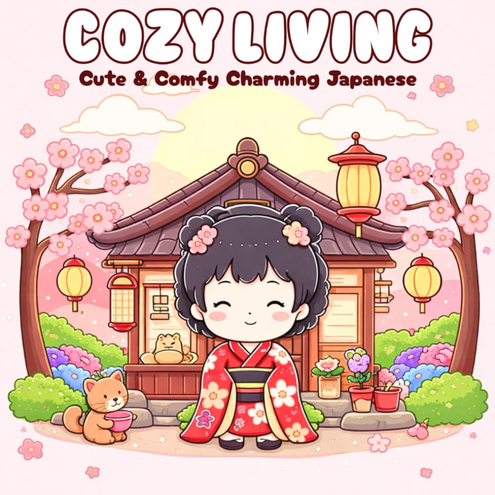 Cozy Living Coloring Book: Cozy Japan Cute Coloring Book For Adults Designs Bold and Easy Coloring Book for Adults and Teens with Cozy Scenes, Famous ... and Relaxing Vibes, Cute & Comfy Coloring