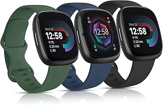 Vancle Silicone Bands for Fitbit Sense 2/Sense/Versa 3/Versa 4 Bands Women Men, Soft Sport Bands Replacement Wristbands for Fitbit Sense & Sense 2/Versa 3 & 4