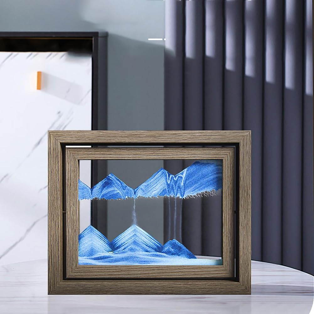 Sztuka piaskowych piasków 3D, Malowidło 3D z ruchomym piaskiem, 21,5 x 16,5 cm/8,5 x 6,5 cala, wielokolorowe, 2 rodzaje obrotu(Blu,Rotatable)