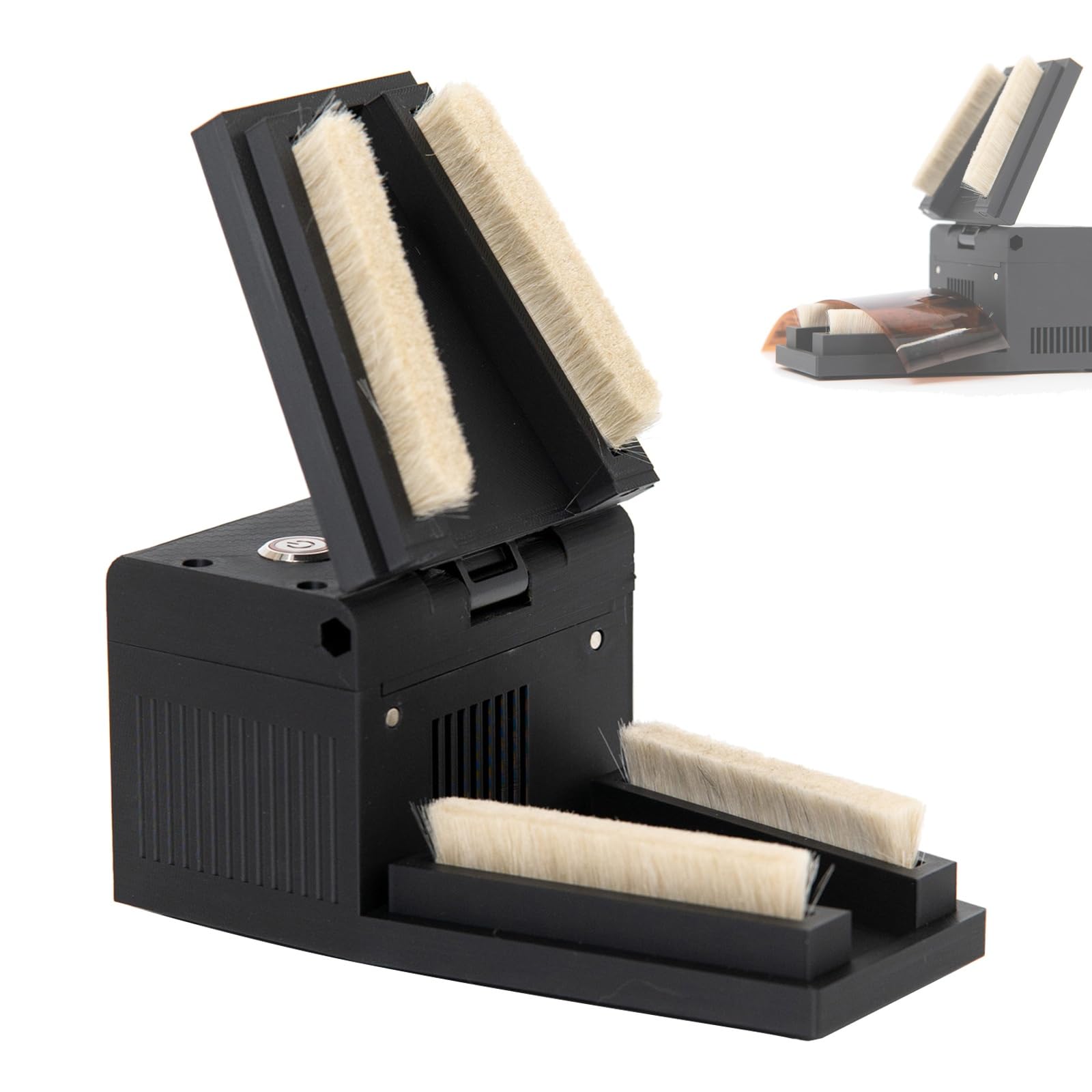 Eliminador eléctrico antiestático de Polvo para película, Equipo de Limpieza para Cuarto Oscuro para película 135 y 120, Limpieza a Doble Cara con 4 cepillos de Lana Suave, Cubierta de Malla