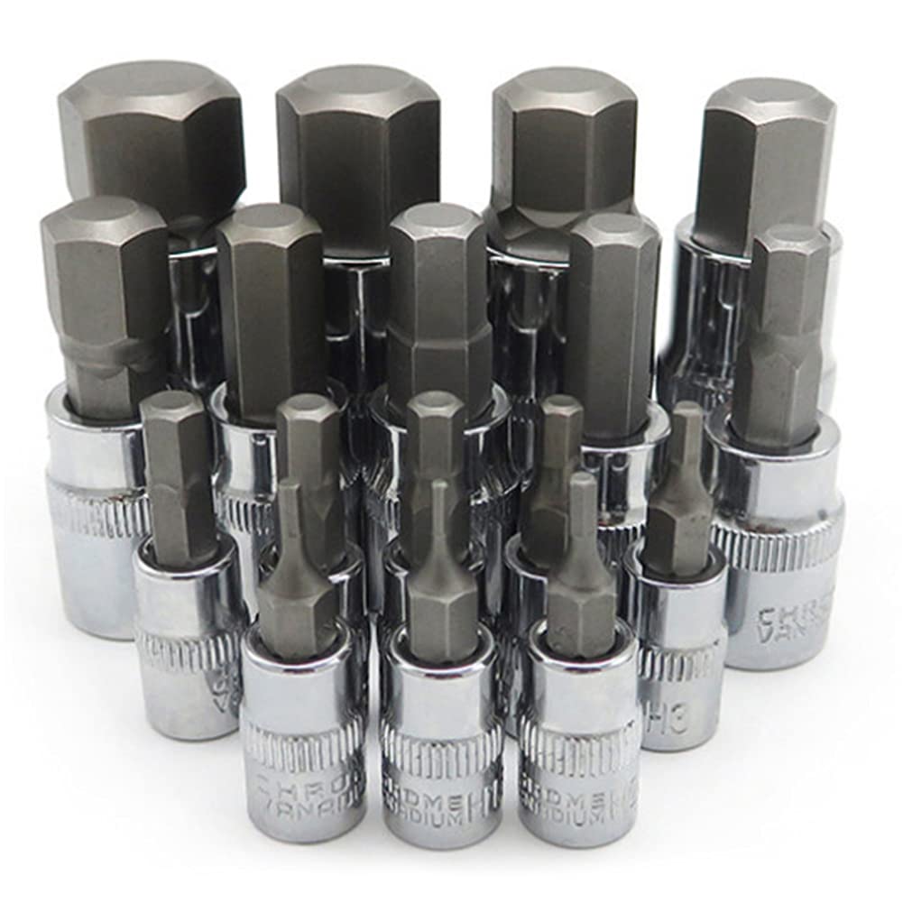 34 PCS Zestaw adaptera gniazda uderzenia, wewnętrzny sześciokątne szyder warstwowy zestaw bitów, adapter sterownika klucza nakrętki, rozmiary 1/4 ", 3/8", 1/2 cala dla śrubokręta