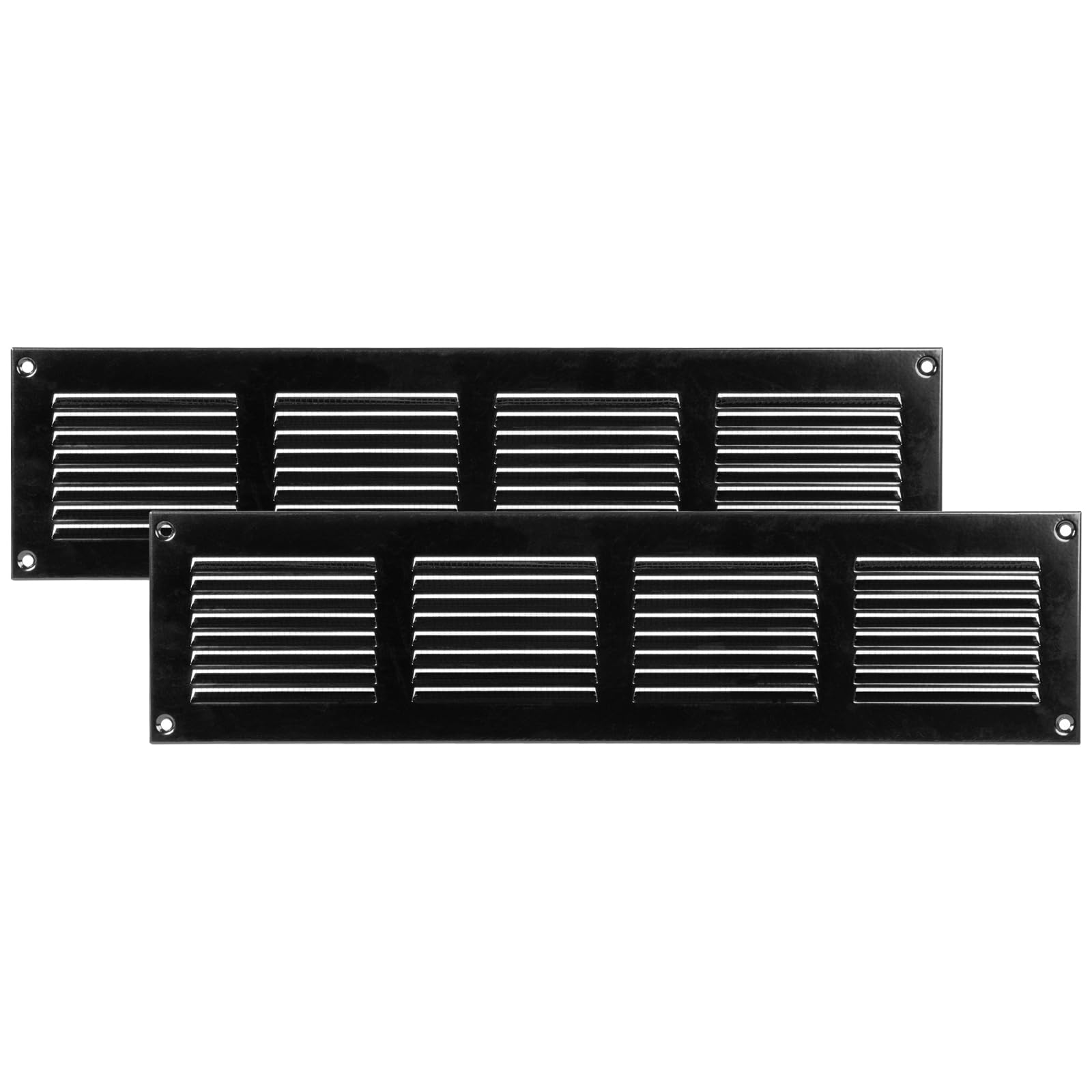 Photo 1 of Vent Systems 16'' x 4'' Inch (Overall Dimensions) Pack of 2 - Black - Air Vent Cover Metal Air Return Grill with Built in Pest Guard Screen HVAC Vent Duct Cover for Home Improvement